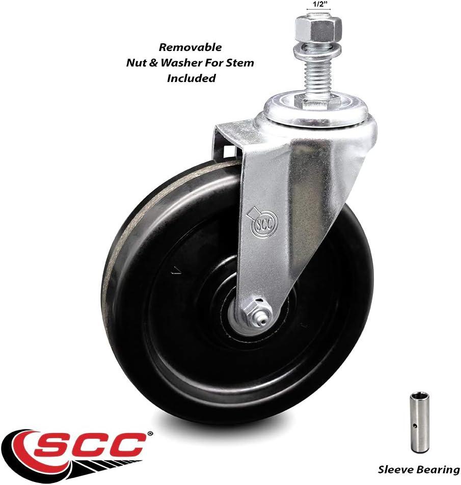 Wheel Swivel 5/8 Inch Threaded Stem Caster Set with Brake SCC