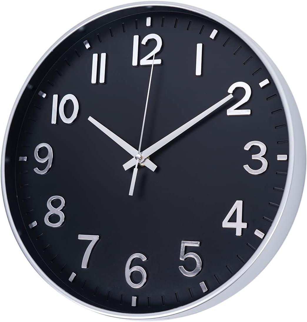 Warkul 12-Inch Wall Clock High-precision Battery Operated Easy-to-Read Silent Non-Ticking Quartz Clock Wall Art Decoration
