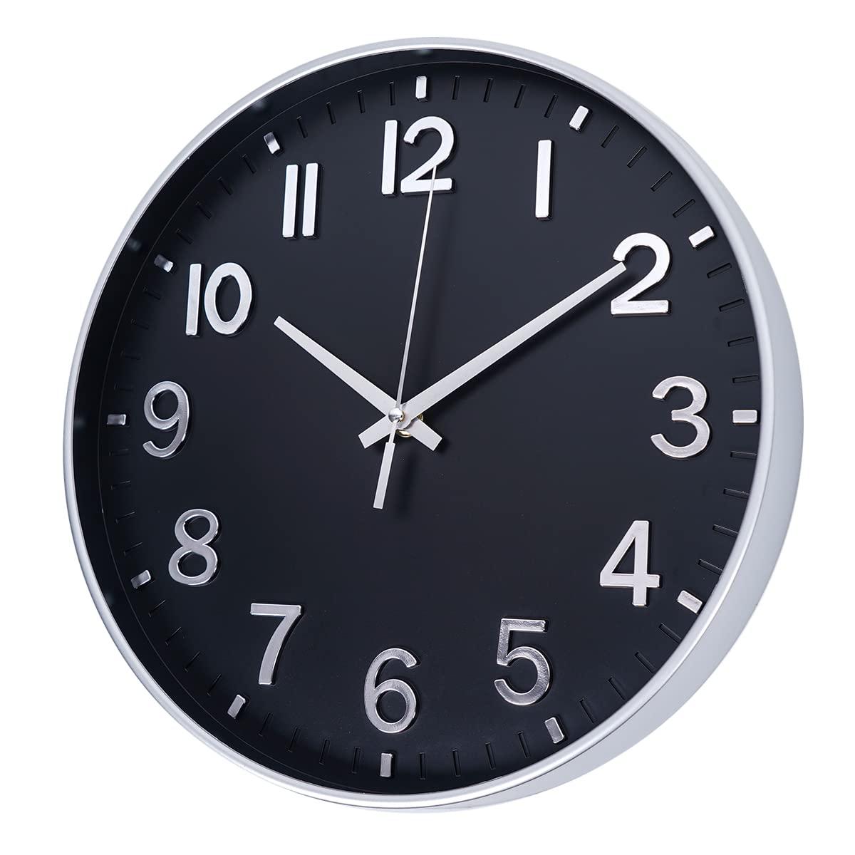 Warkul 12-Inch Wall Clock High-precision Battery Operated Easy-to-Read Silent Non-Ticking Quartz Clock Wall Art Decoration