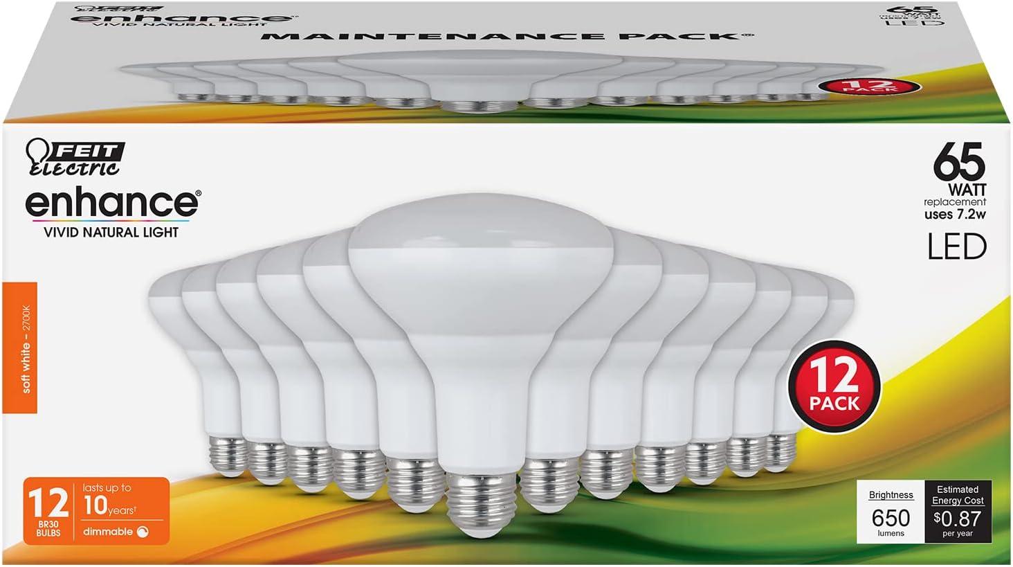 Feit Electric Enhance BR30 E26 (Medium) LED Bulb Soft White 65 Watt Equivalence 12 pk