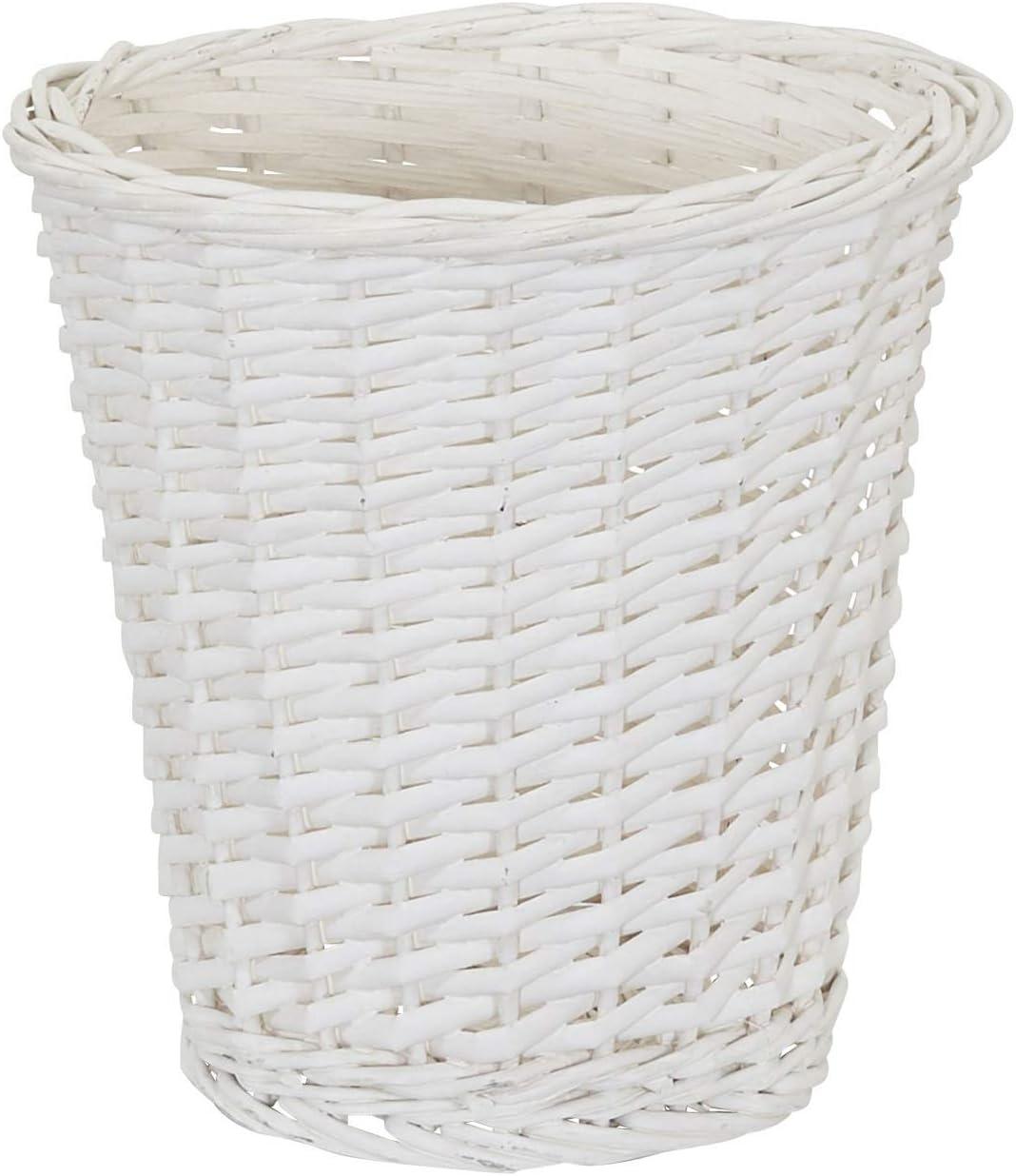 White Willow Wicker Waste Basket with Plastic Liner