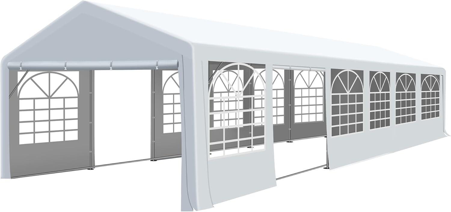 White 20' x 40' Heavy Duty Outdoor Party Tent with Sidewalls