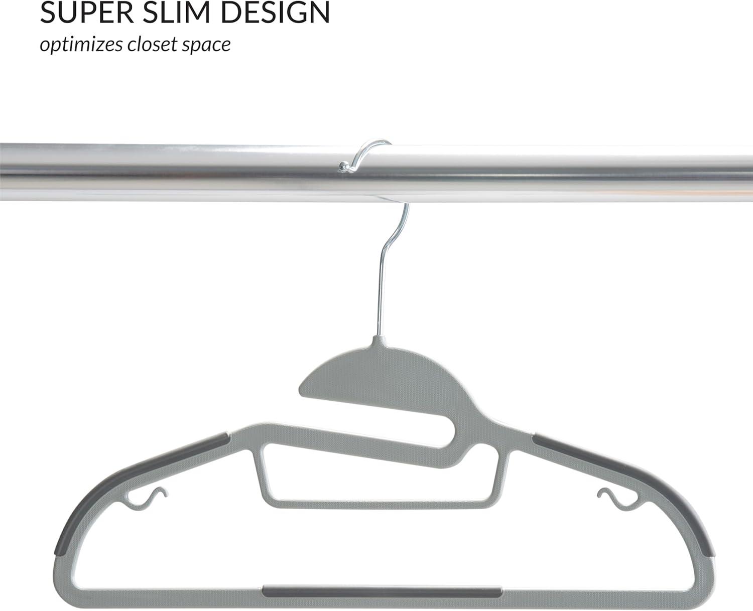 Simplify Kid's Non Slip Plastic Collar Saver Child Clothing Hangers, 12 Pack, Light Gray