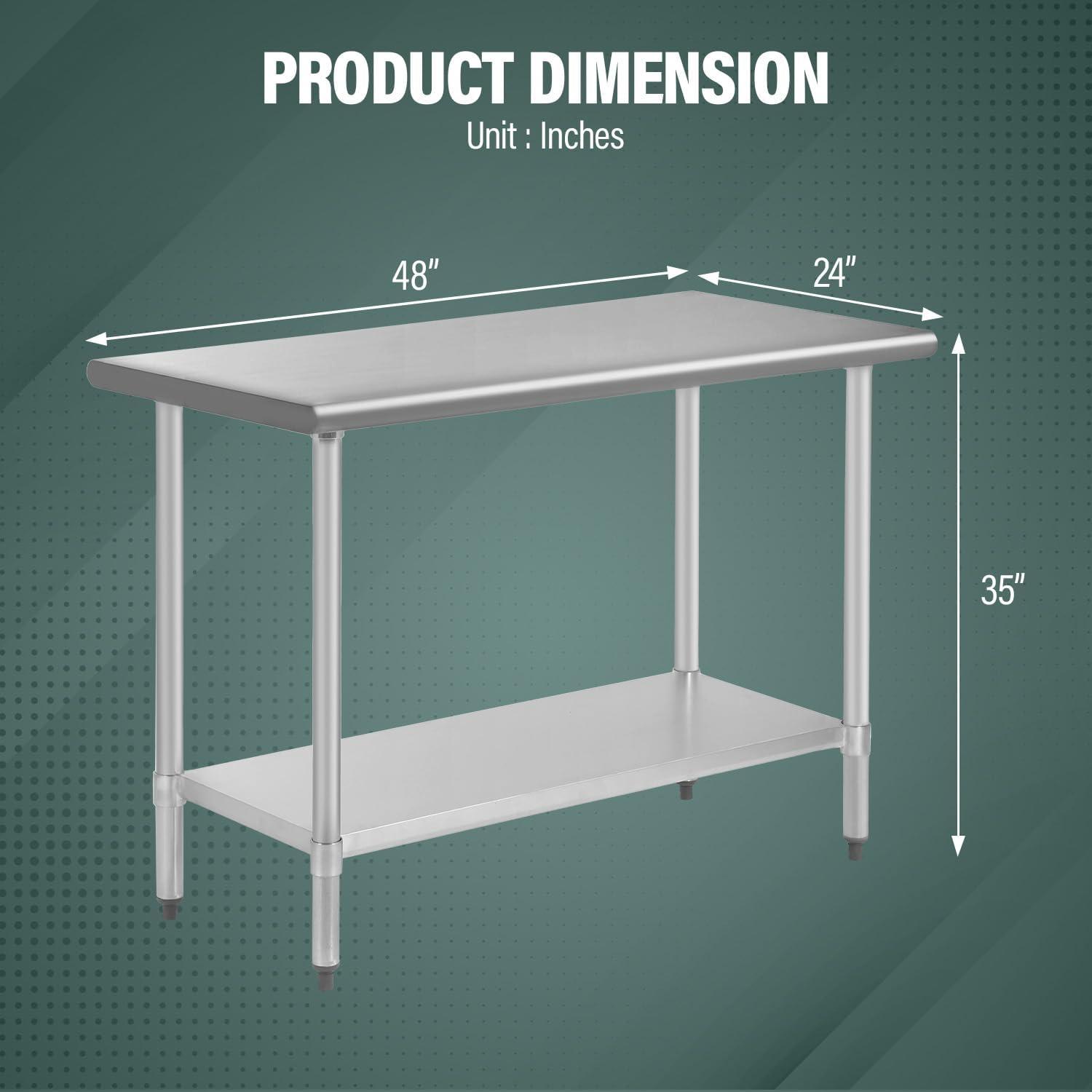 24'' x 48'' Stainless Steel Commercial Kitchen Work Table with Adjustable Shelf