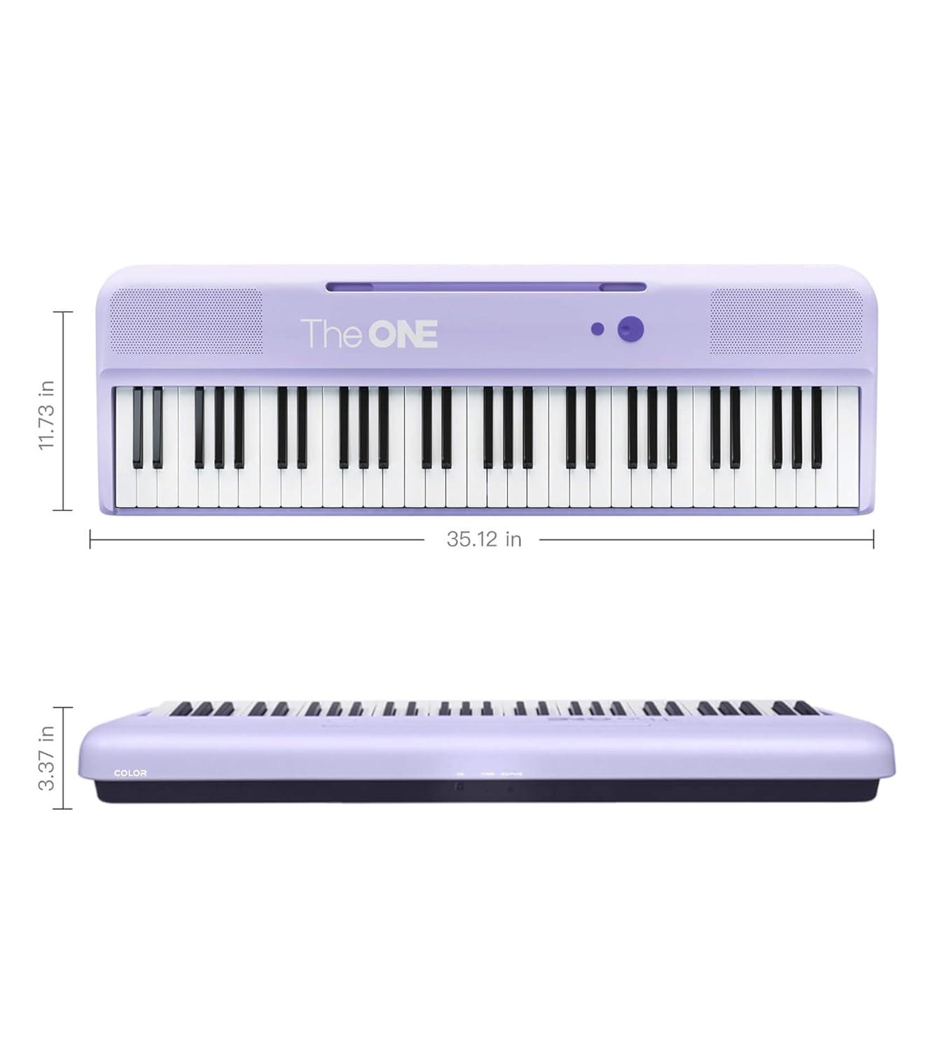 The ONE Smart Keyboard COLOR 61 Lighted Keys Piano Keyboard, Electric Piano for Beginners with 256 Tones, 64 Polyphony, Built-in LED Lights & Apps, Supports USB MIDI/Headphones (Purple)