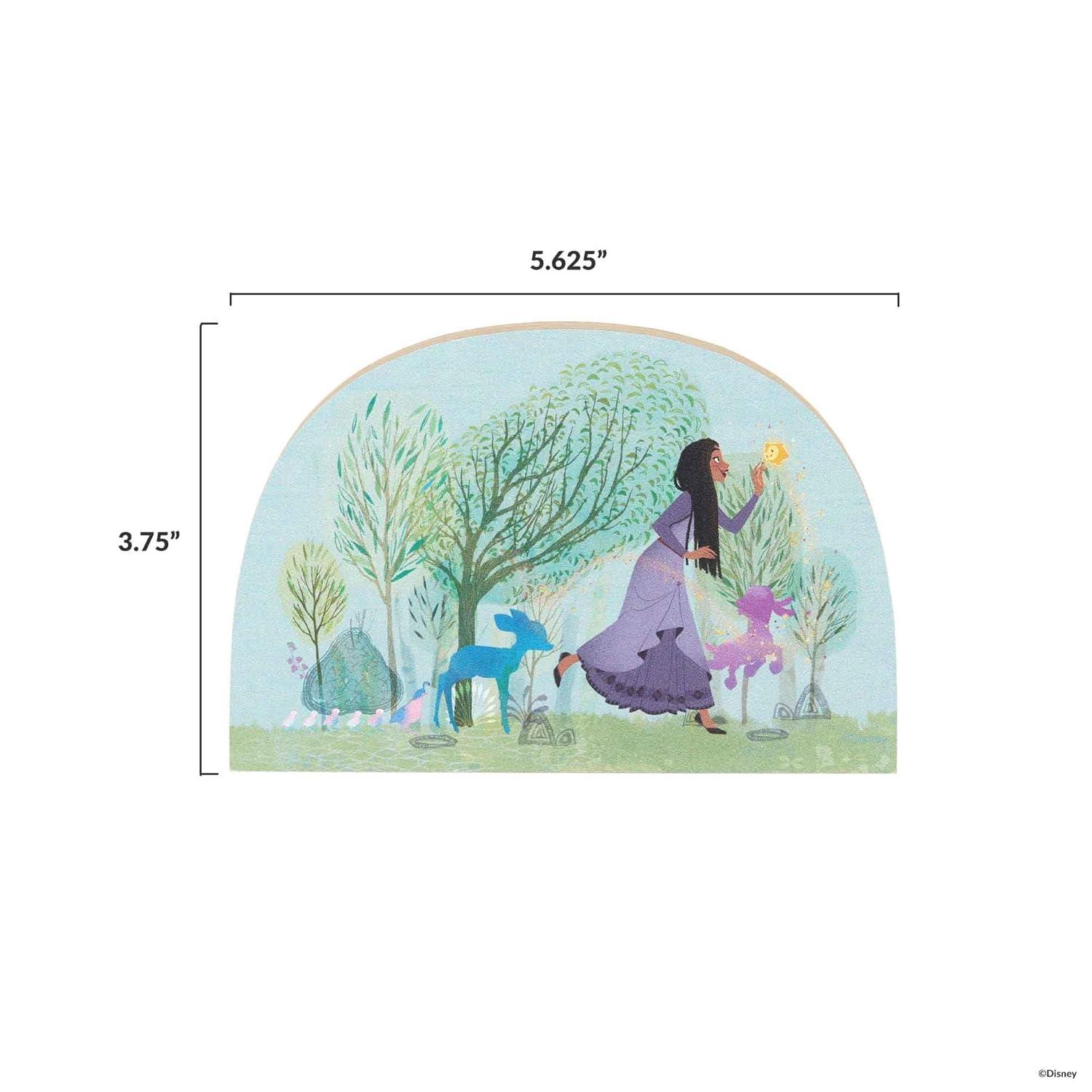 Disney Wish Asha and Star Whimsical Woods Scene Shelf Sitter Decor - Fun Wish Wood Block Cutout for Kids' Bedroom or Play Room