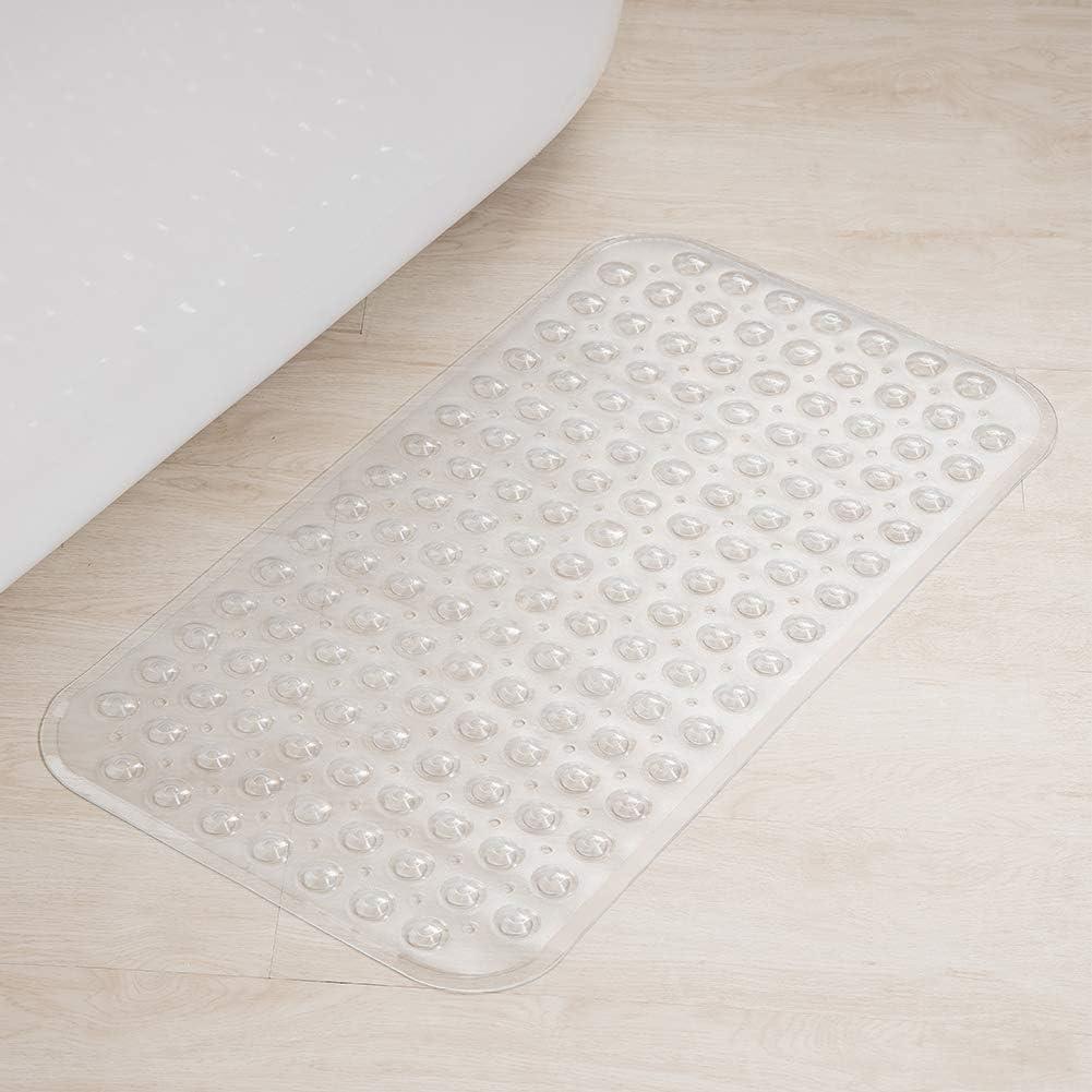 AmazerBath Bath Tub Mat, Medium Size 27.6 x 15 Inches Non-Slip Shower Mats with Suction Cups and Drain Holes, Bathroom Bathtub Mats Machine Washable (Clear)