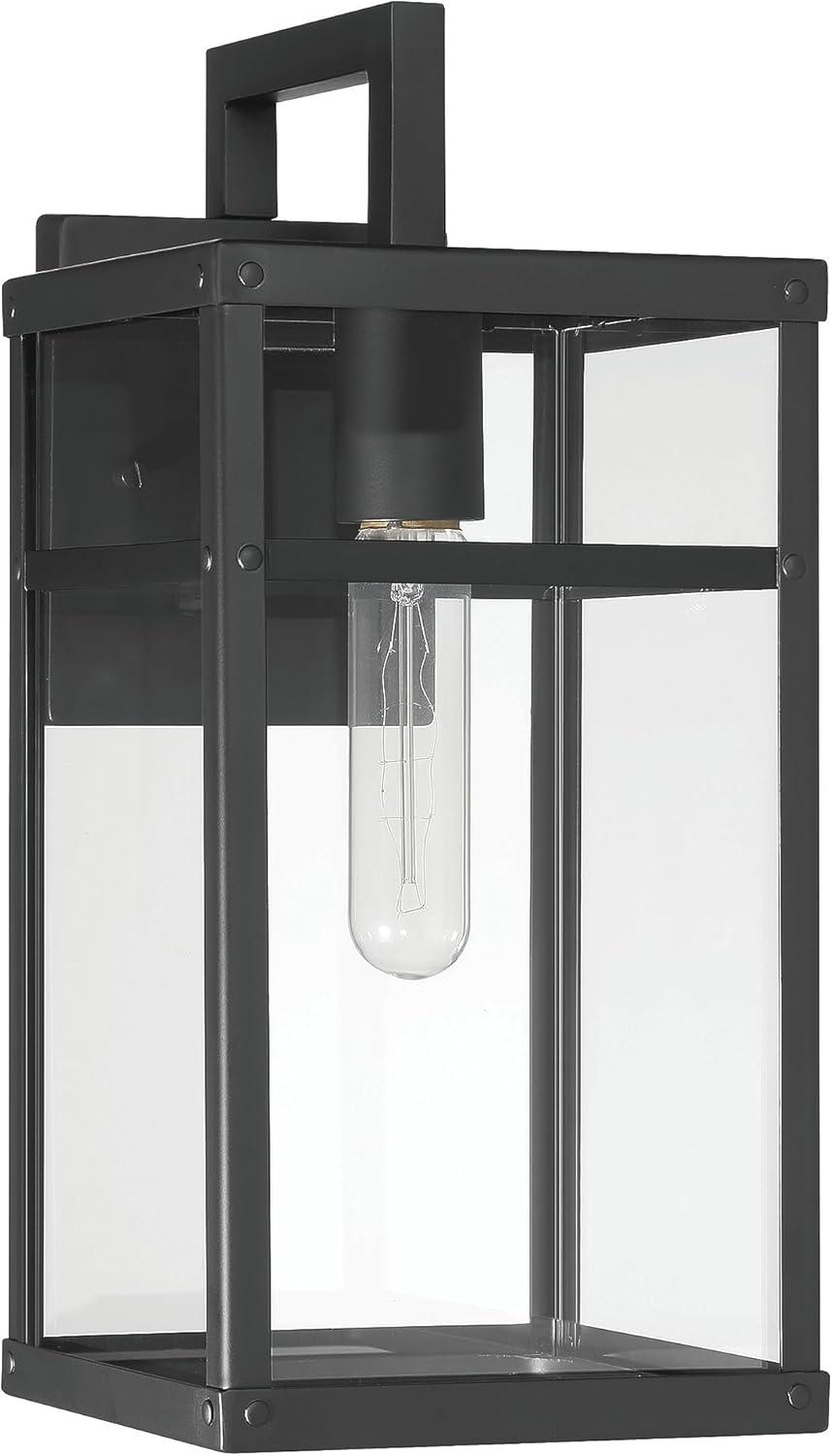 Robert Stevenson Lighting Blake Modern Metal and Clear Glass Paneled Wall Mounted Outdoor Light Black: ETL Listed, 1-Light Sconce, No Switch