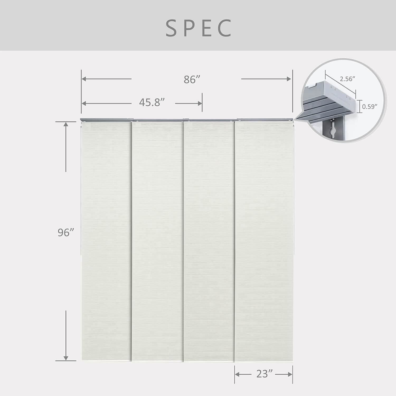 GoDear Design Adjustable Sliding Panel Track Blind 45.8"- 86" W x 96" H, Vertical Blinds, Semi-sheer, Leisure