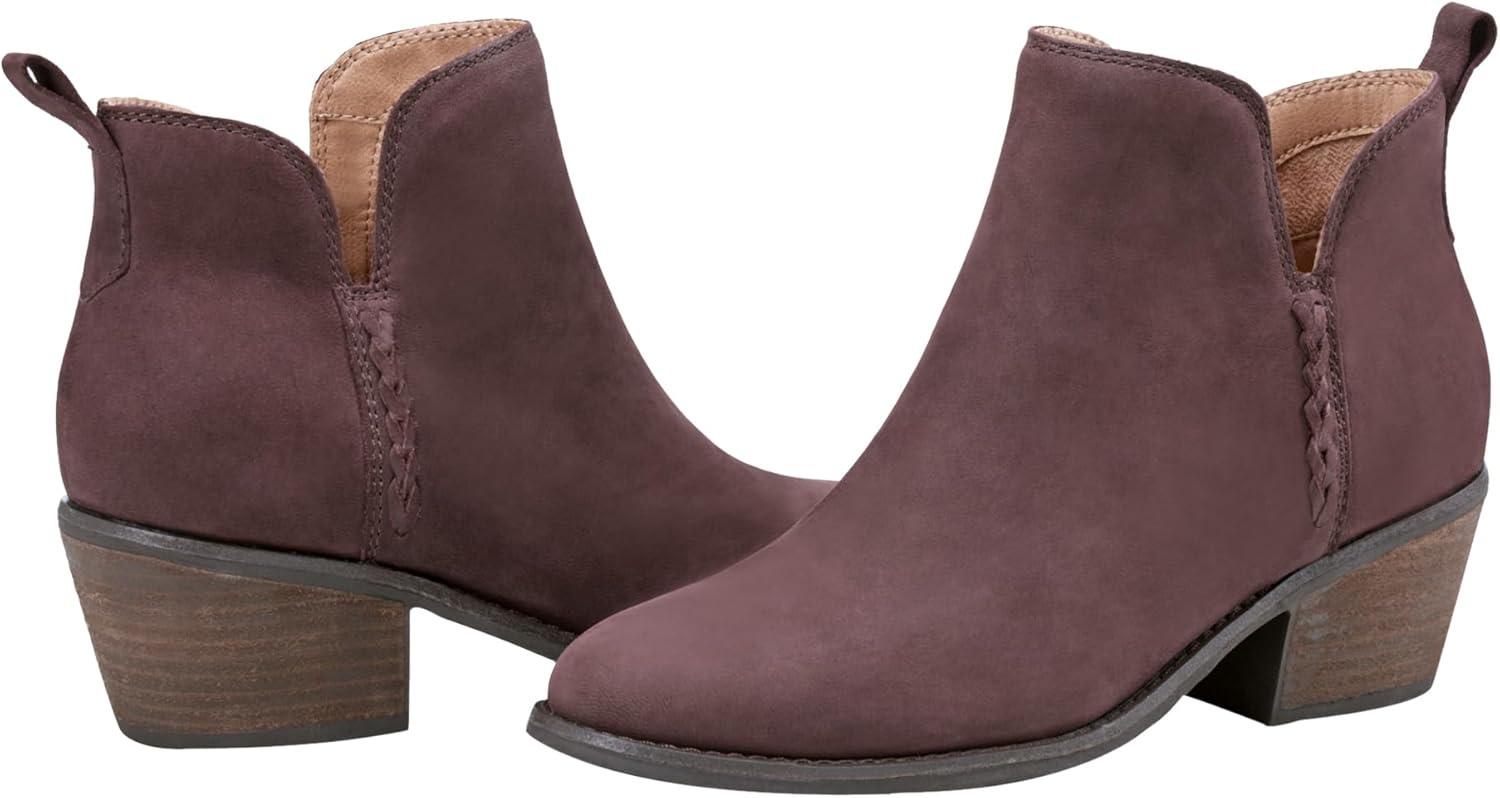Earth Footwear, Marisole Block Heel Slip-on Casual Booties, Dark Red 600, 7.5 M
