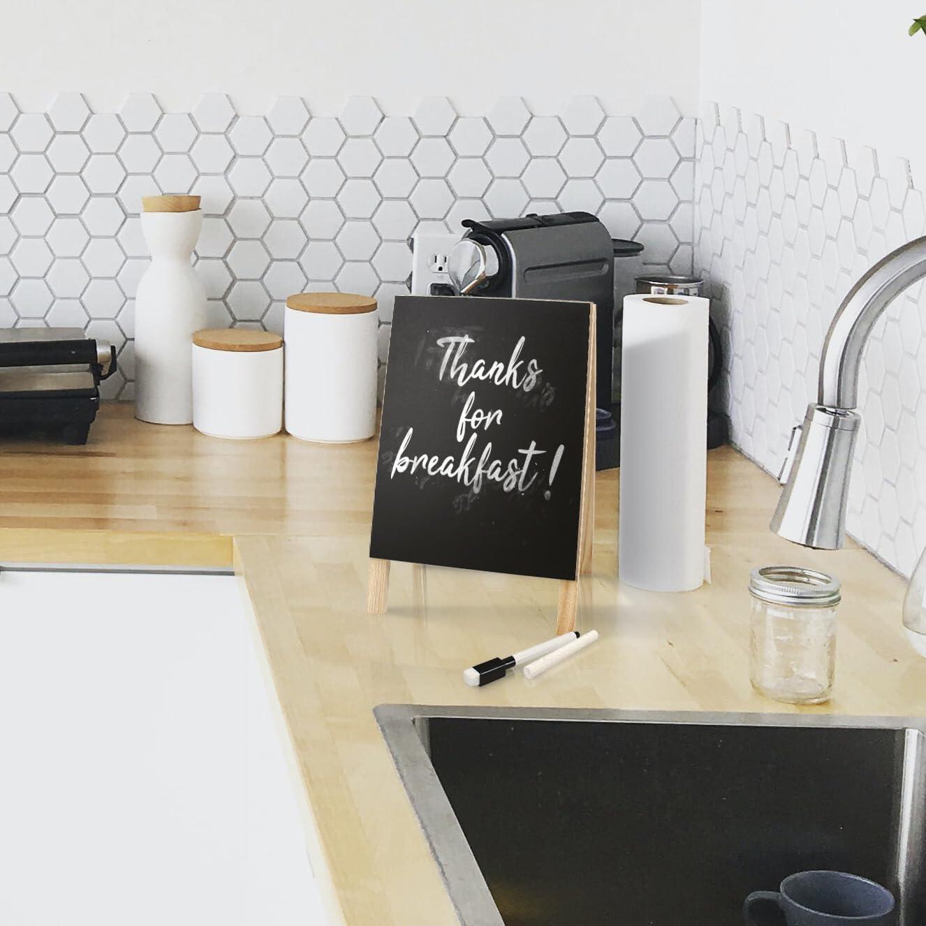 Hampton Art Dry Erase Chalk Easel W/Marker & Chalk, Chalkboard Easel, A Frame Chalkboard Sign, Whiteboard Easel For Classroom, Teacher Easel, White Board Chalk Board