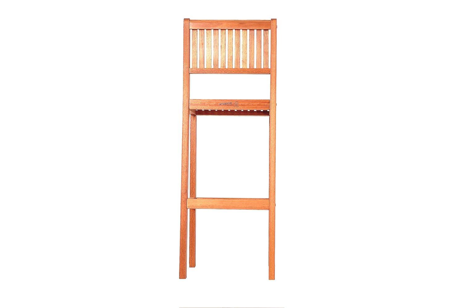Amazonia Milano 1-Piece Patio Barstool | Eucalyptus Wood | Ideal for Outdoors and Indoors
