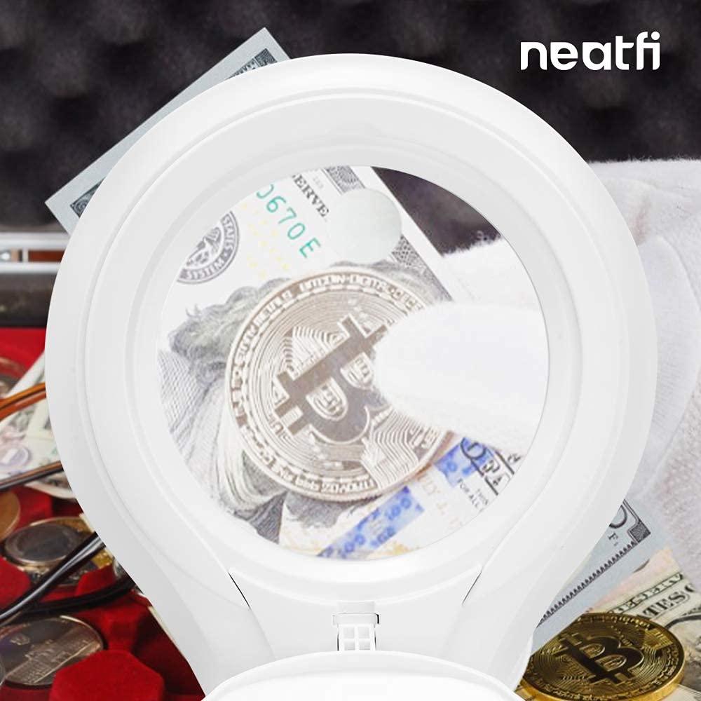 Neatfi (New Model Bifocals 1,200 Lumens Super LED Magnifying Lamp with Clamp, Dimmable, 60 Pcs SMD LED, 5 Inches Diameter Lens, Adjustable Arm (5 Diopter + 20 Diopter, White)
