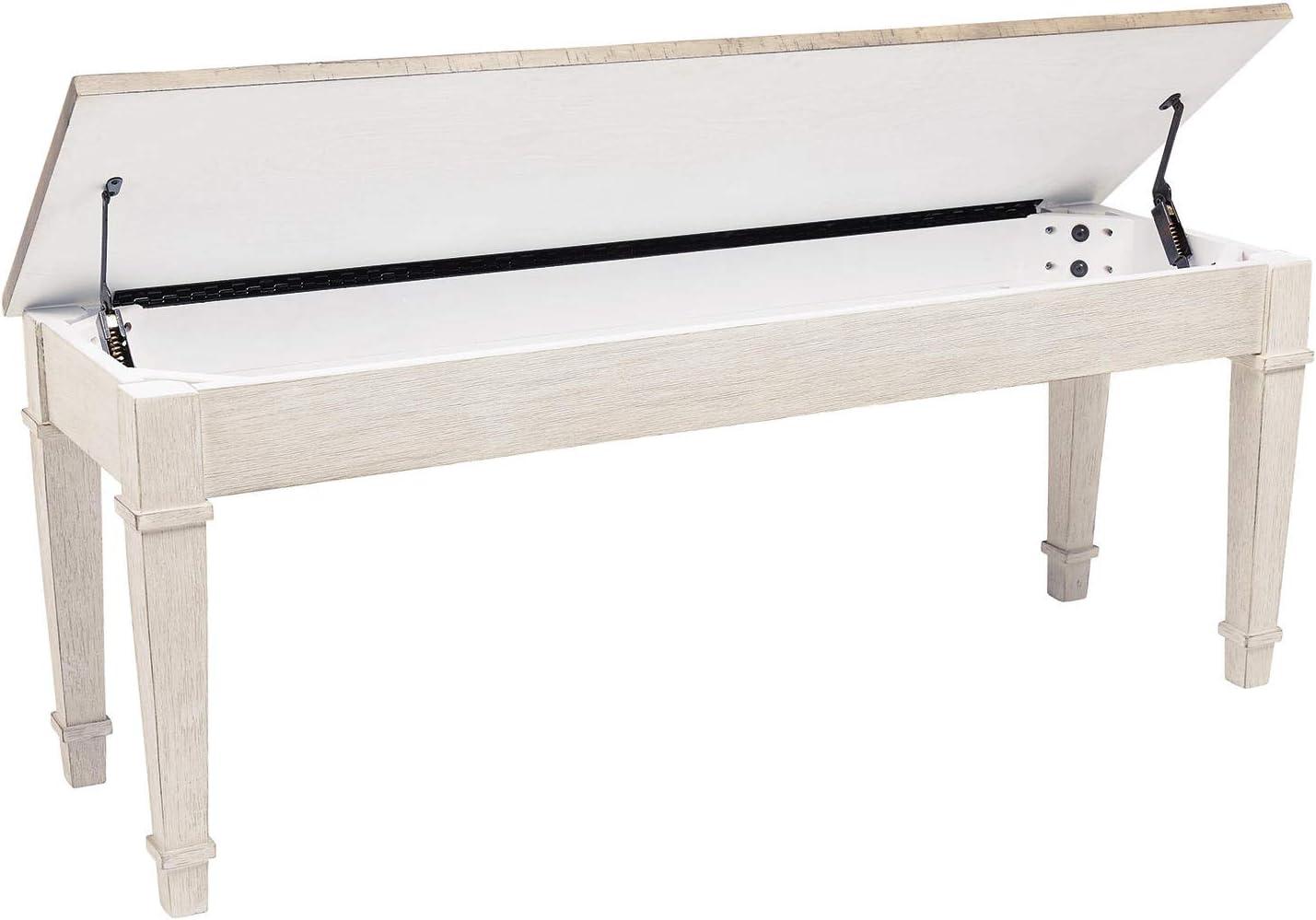 Signature Design By Ashley Casual Skempton Storage Bench White/light Brown