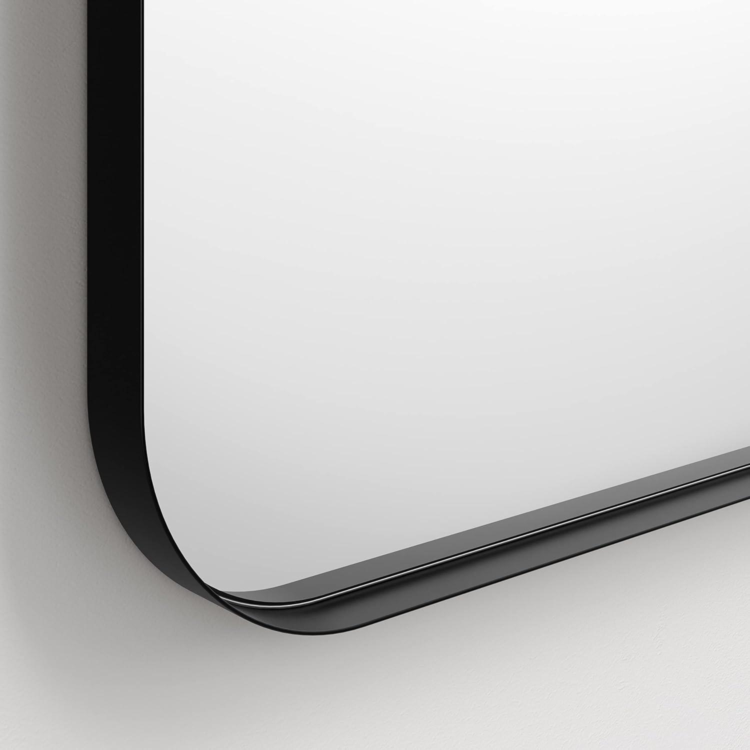 Better Bevel 20" x 30" Black Metal Framed Mirror | Rectangle Bathroom Wall Mirror | Rounded Corner