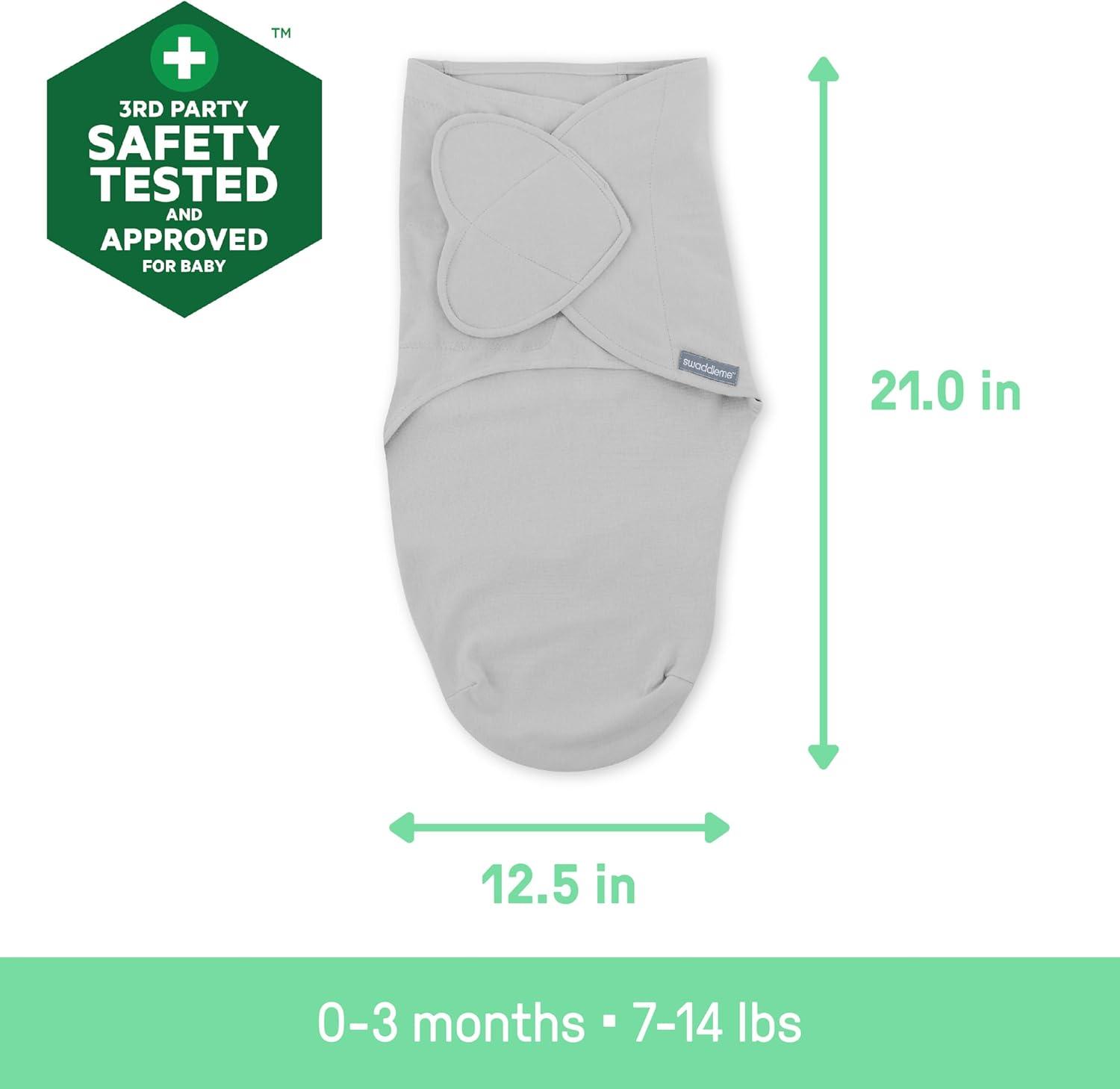 Ingenuity SwaddleMe by Ingenuity Monogram Collection Baby Swaddle, 100% Cotton, 0-3 Months, 1.0 TOG, 3-Pack - Born Free (Set of 3)