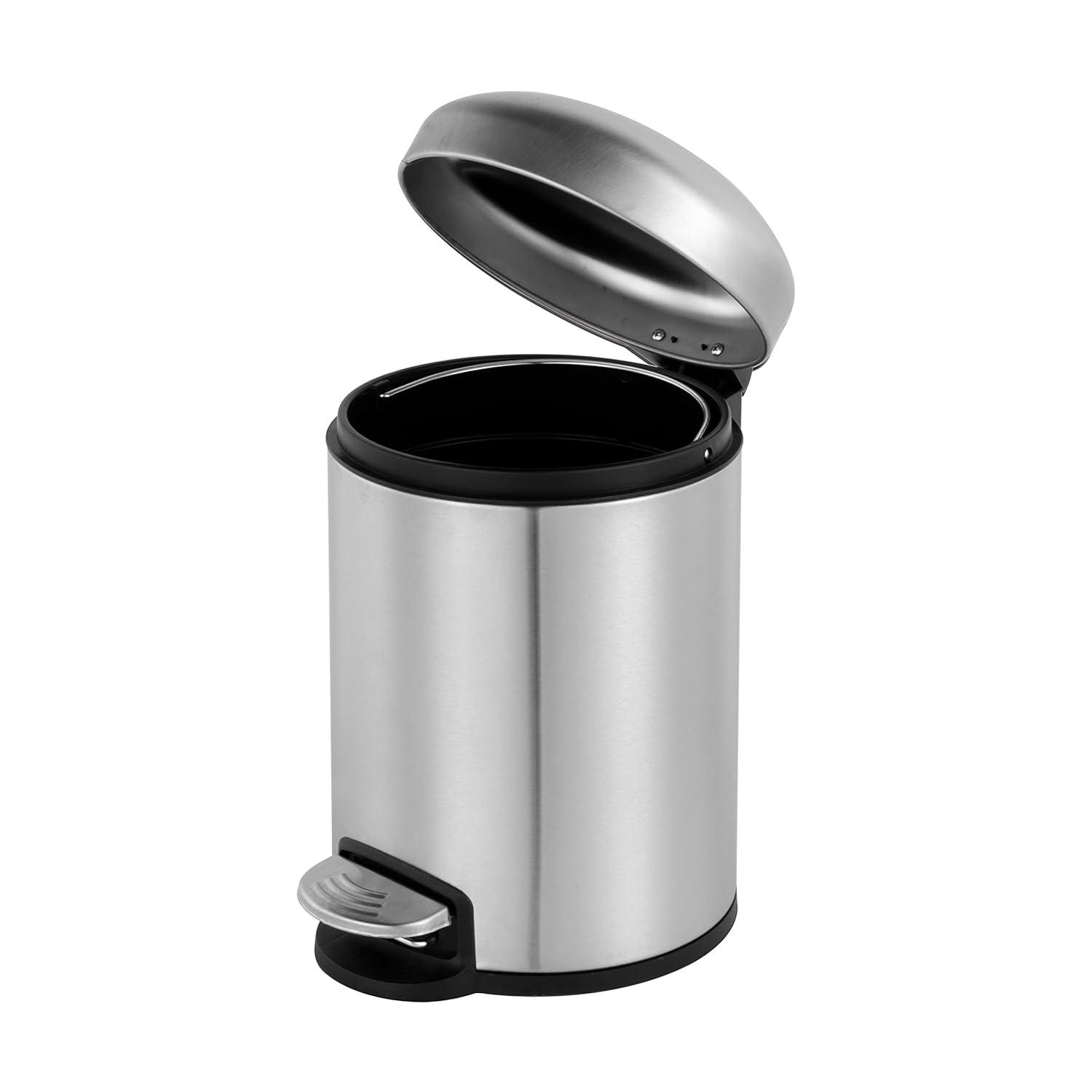 1.32 Gal./5 Liter Stainless Steel Round Step-on Bathroom and Office Kitchen Trash Can