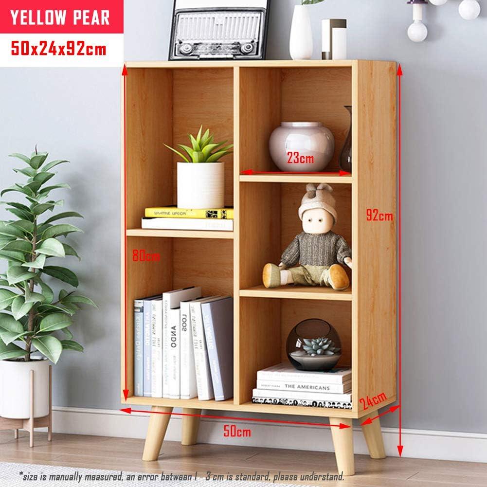 Pear Yellow Wooden 3-Tier Bookcase with 5 Cubes