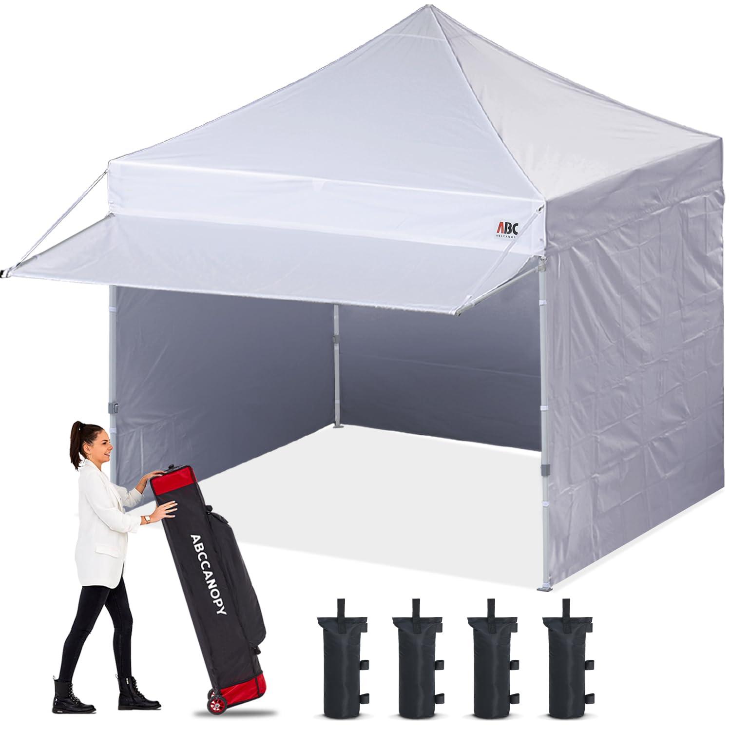 ABCCANOPY 10x10 Pop up Canopy Tent with Sidewalls - Easy up Canopies with Awning, Outdoor Tents for Parties, Market, Commercial Events, Red