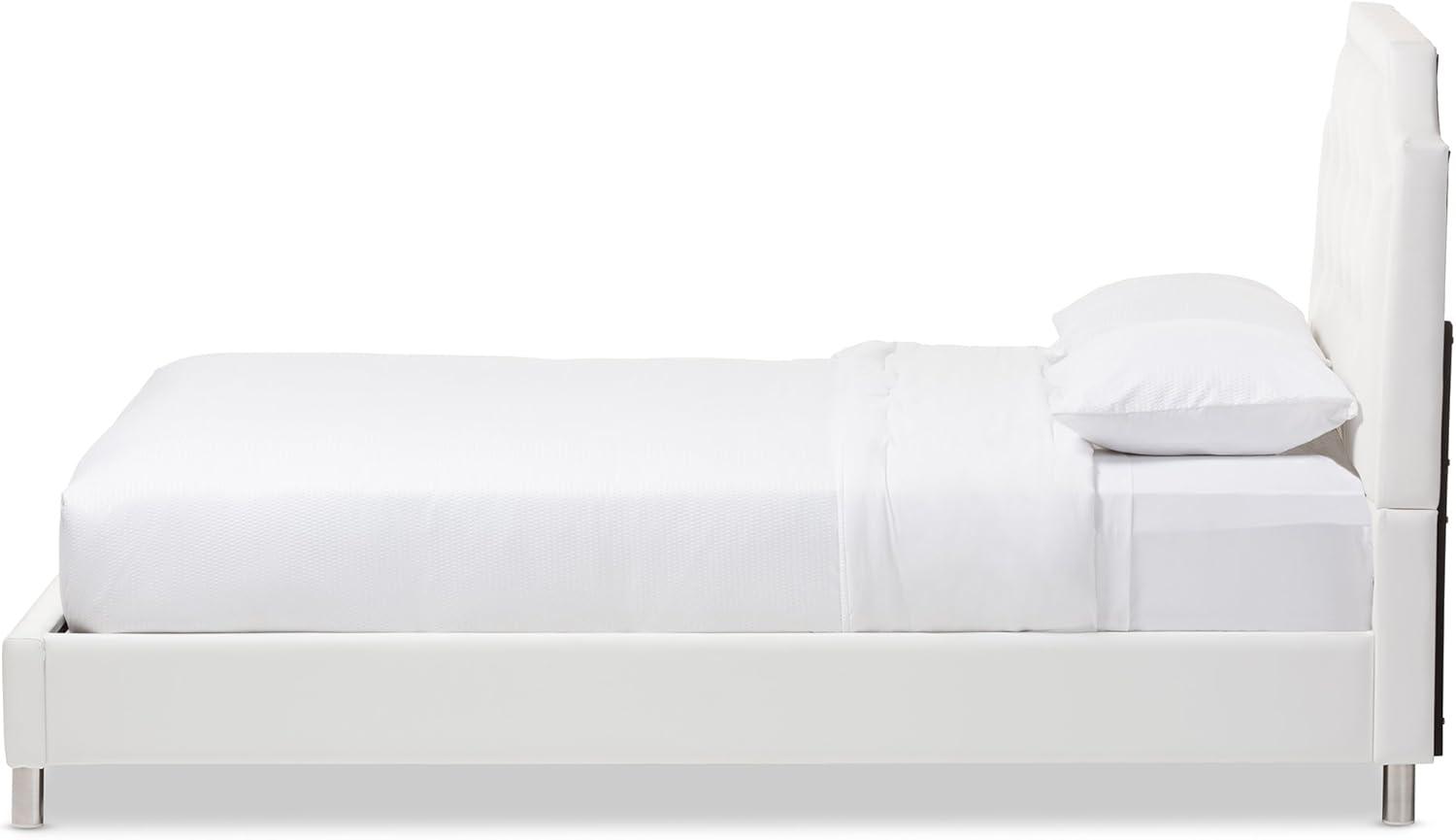 Full Adult Bed 80"x28"x8" White - Baxton Studio: Contemporary Platform Design, Faux Leather