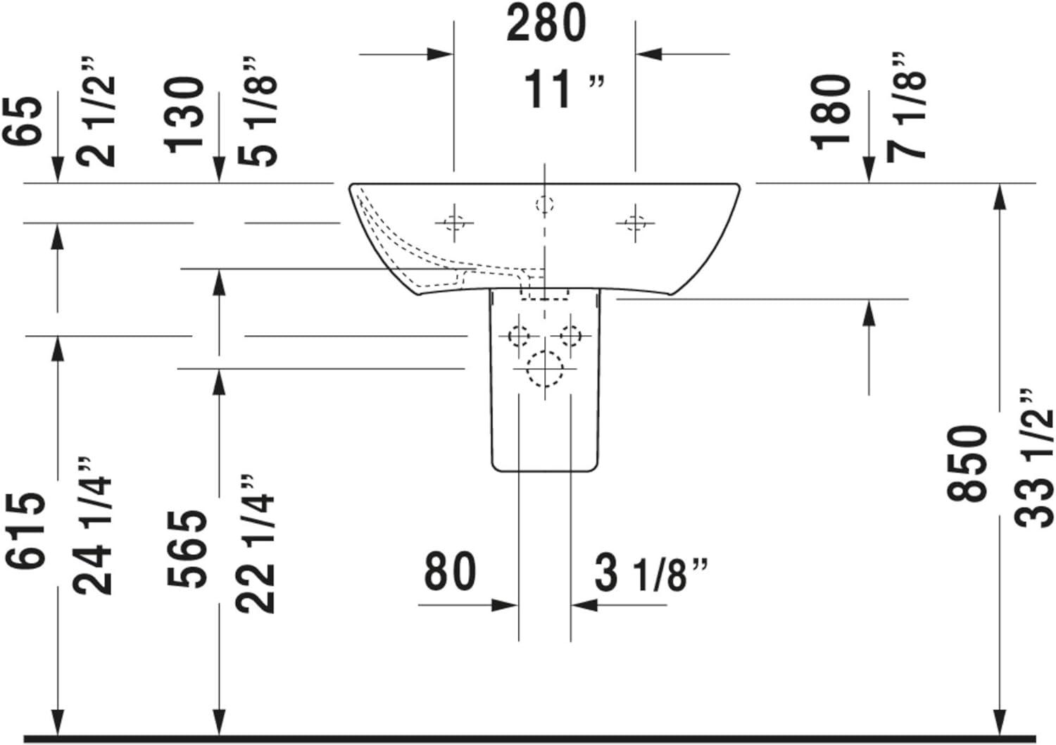 Me By Starck Ceramic 24" Wall Mount Bathroom Sink with Overflow