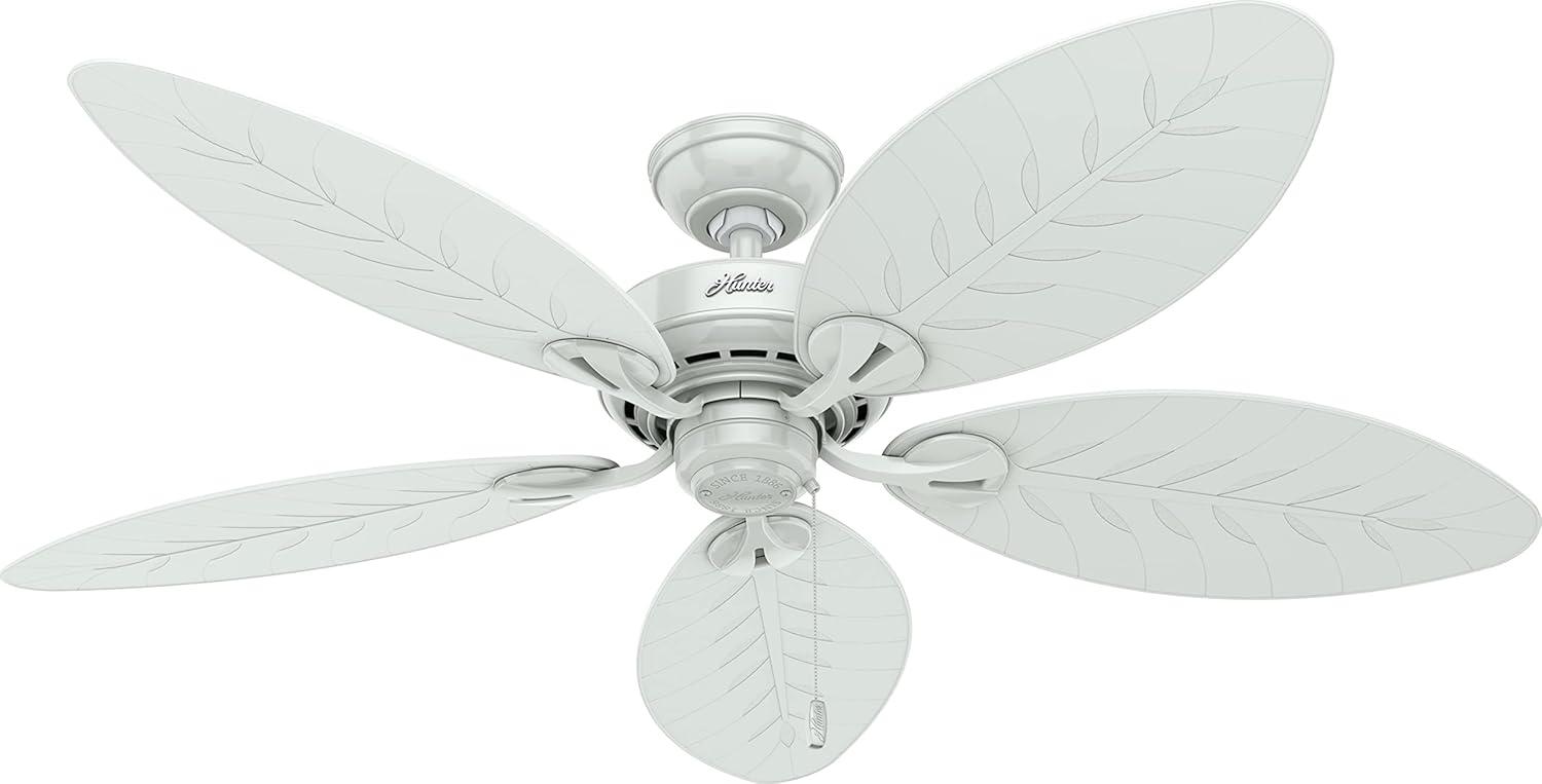54" Bayview 5 - Blade Outdoor Tropical Leaf Ceiling Fan with Pull Chain