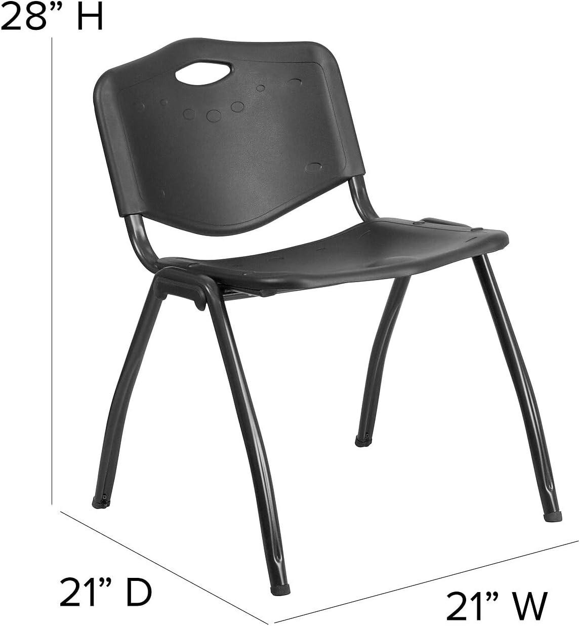 Black Powder-Coated Metal Stacking Office Chair