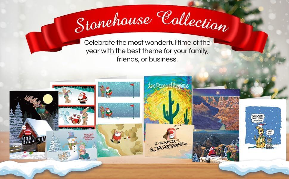 Stonehouse Collection | Desert Cactus Decorating Christmas Card | 18 Western Christmas Cards & Envelopes
