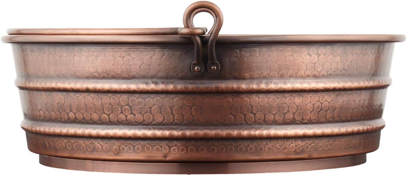 17" Hammered Copper Bucket Vessel Sink with Decorative Copper Handle