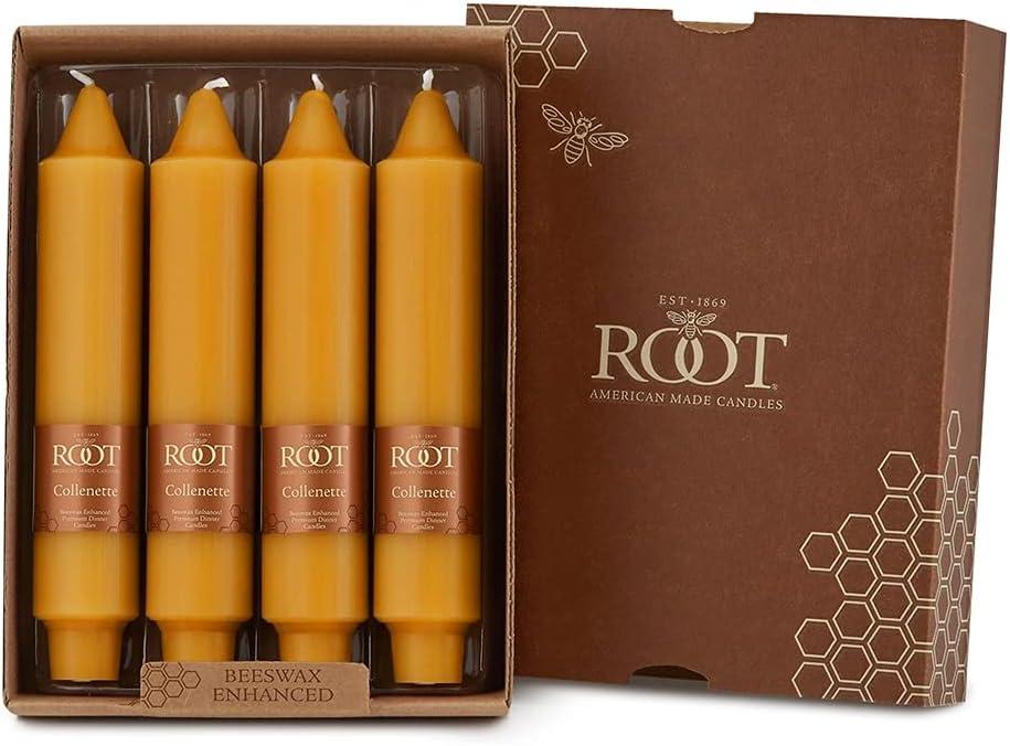 Butterscotch Beeswax Unscented Taper Candle Set, 7-Inch