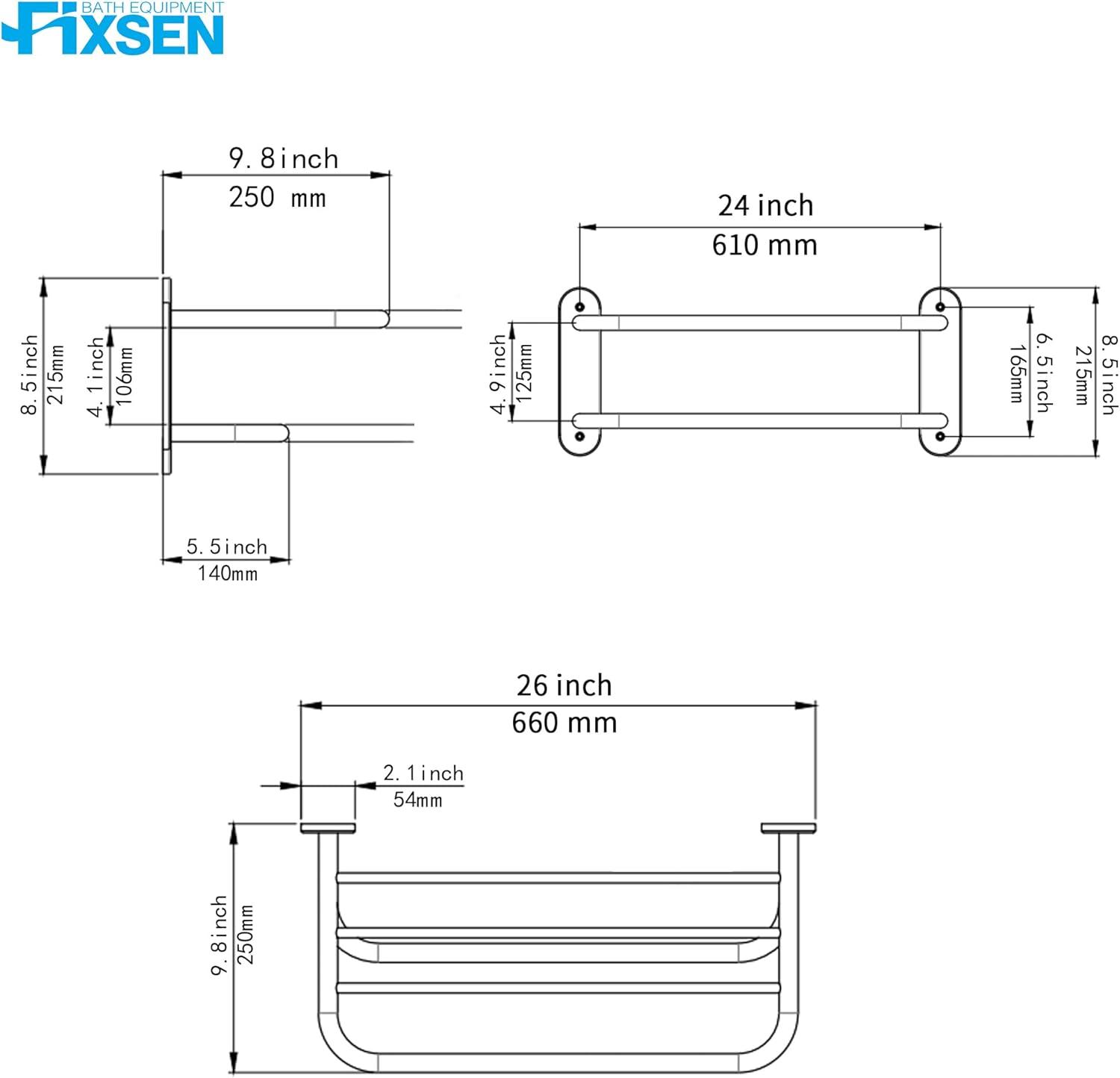 BATH EQUIPMENT FIXSEN 2 Wall Towel Rack YJJ001-C