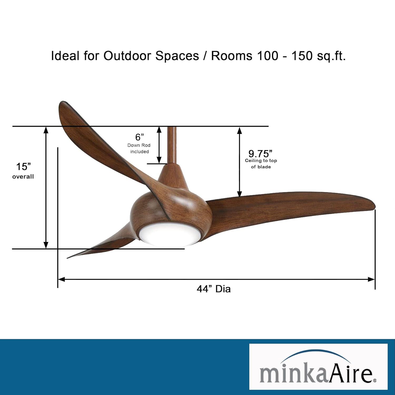 44" 3 - Blade LED Propeller Ceiling Fan with Remote Control and Light Kit Included