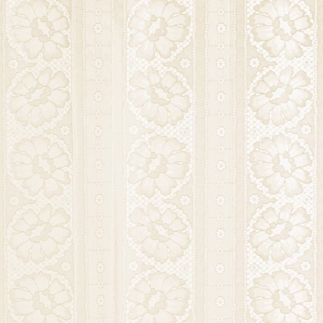 Ivory Floral Lace Heavyweight Vinyl Shower Curtain with Hooks