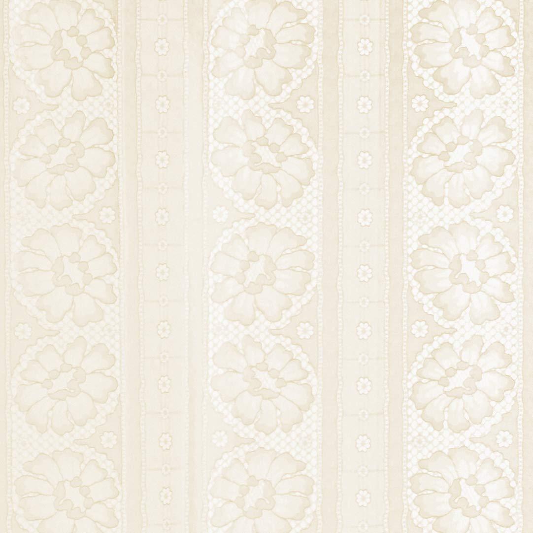 Ivory Floral Lace Heavyweight Vinyl Shower Curtain with Hooks