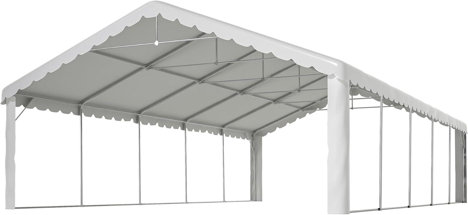 Large White Outdoor Party Tent with Galvanized Steel Frame