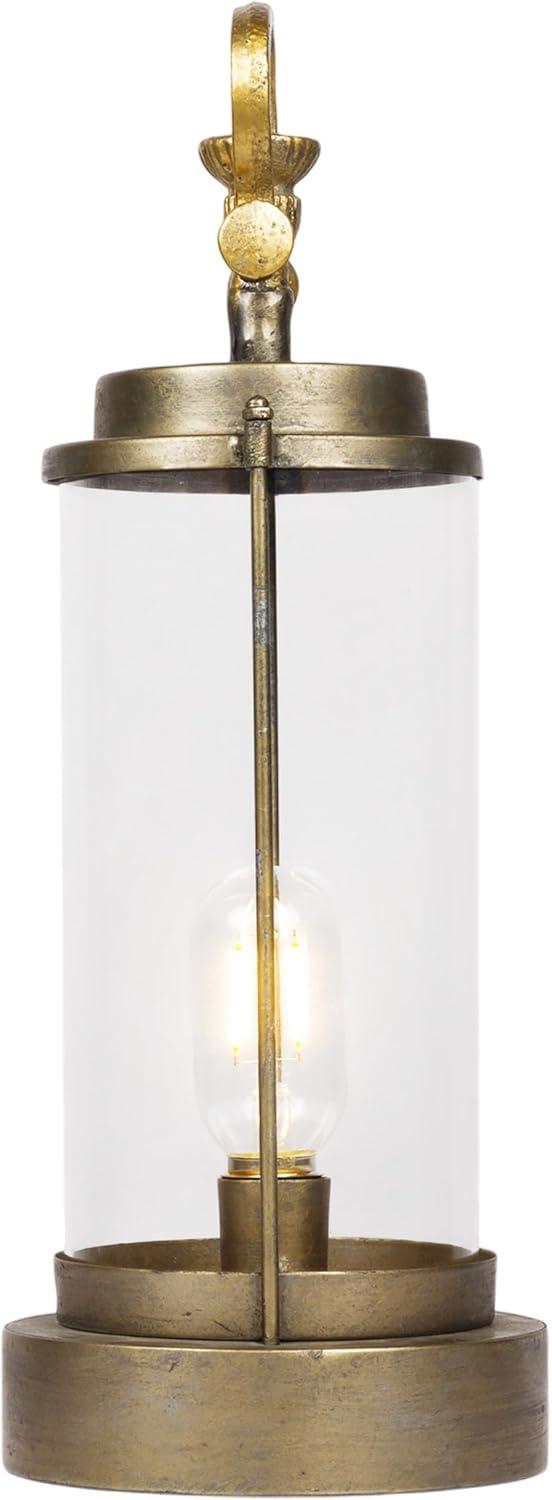 Vintage Metal & Glass Lantern with Warm LED Lights