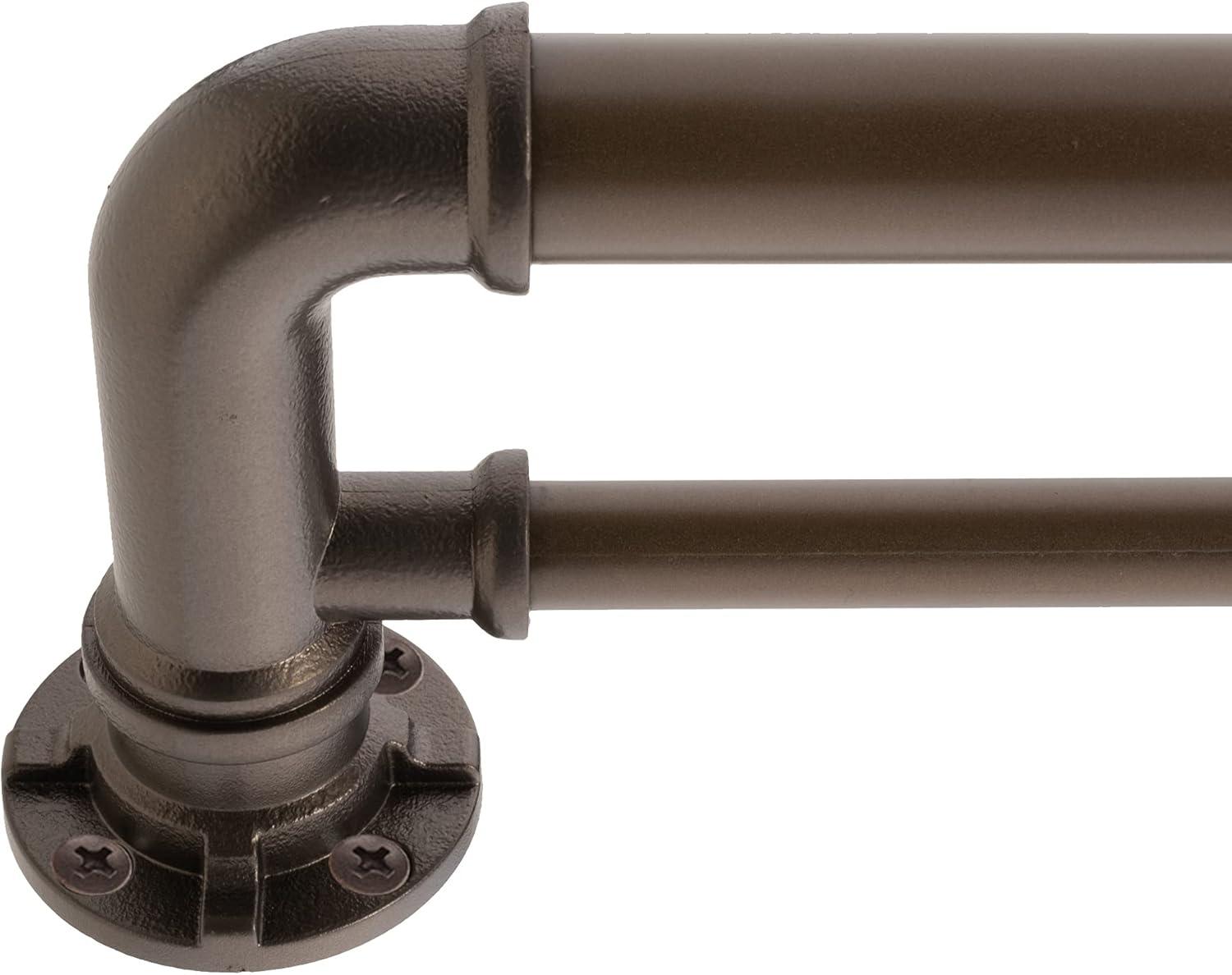 Dark Bronze Adjustable Double Curtain Rod with Finials, 18-36 Inches