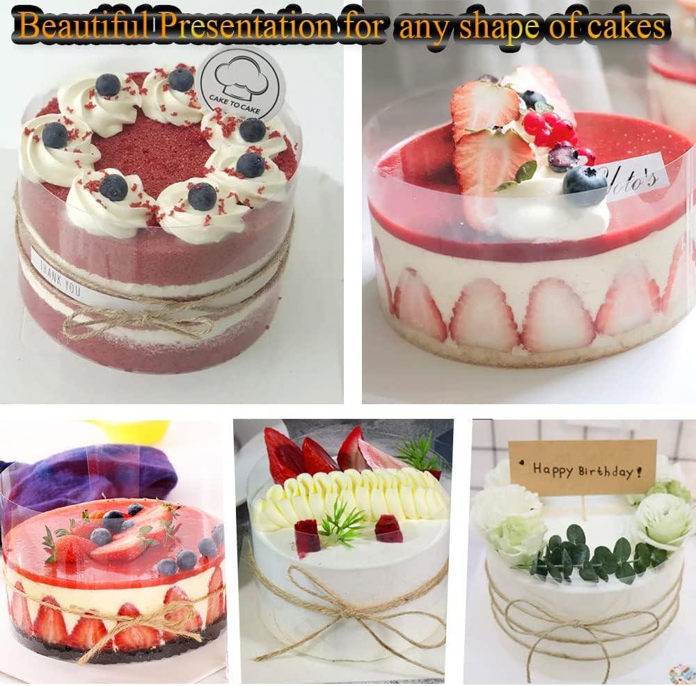 Cake Rings Mousse Mold Acetate Cake Collar Set - Adjustable 6 to12 Inches Stainless Steel Baking Rings Round Cake Molds with 5.5 x 394 Inch Clear Cake Acetate Sheet Rolls for Baking Pastry, Cake Decor