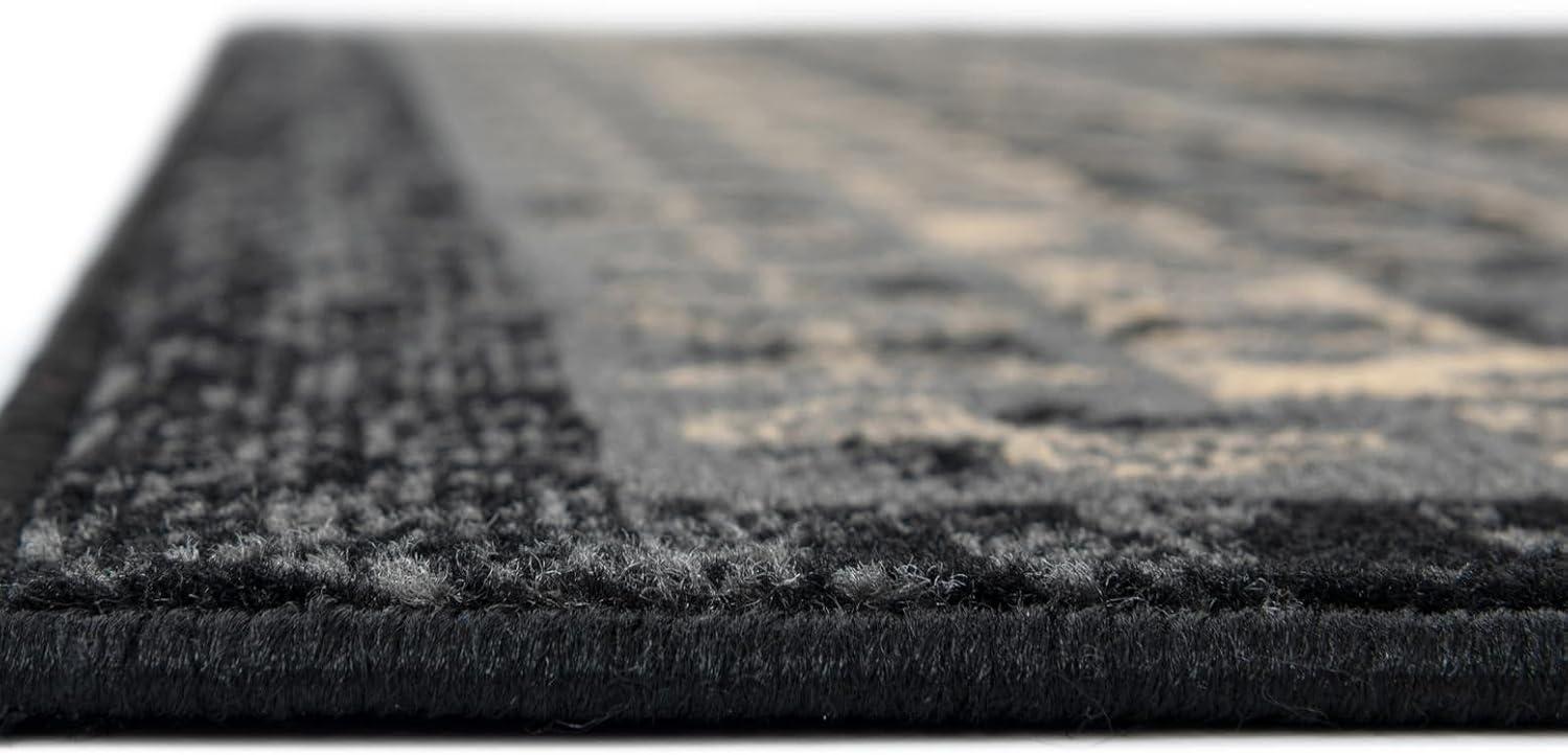 Black and Gray 6' x 9' Synthetic Rectangular Area Rug