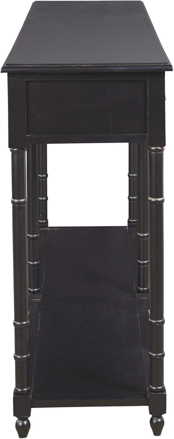 Transitional Black Wood Console Table with Storage
