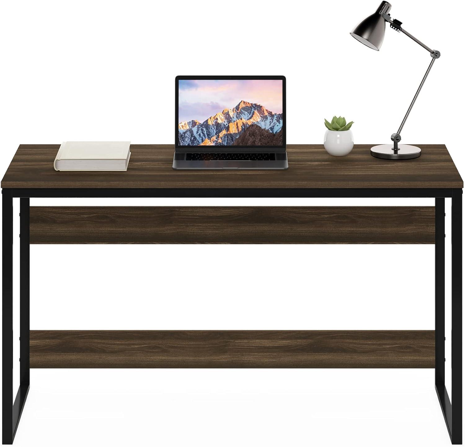 Furinno Modern 52" Wide Computer Desk Metal Frame Writing Study Laptop Table Home Office Workstation,Columbia Walnut