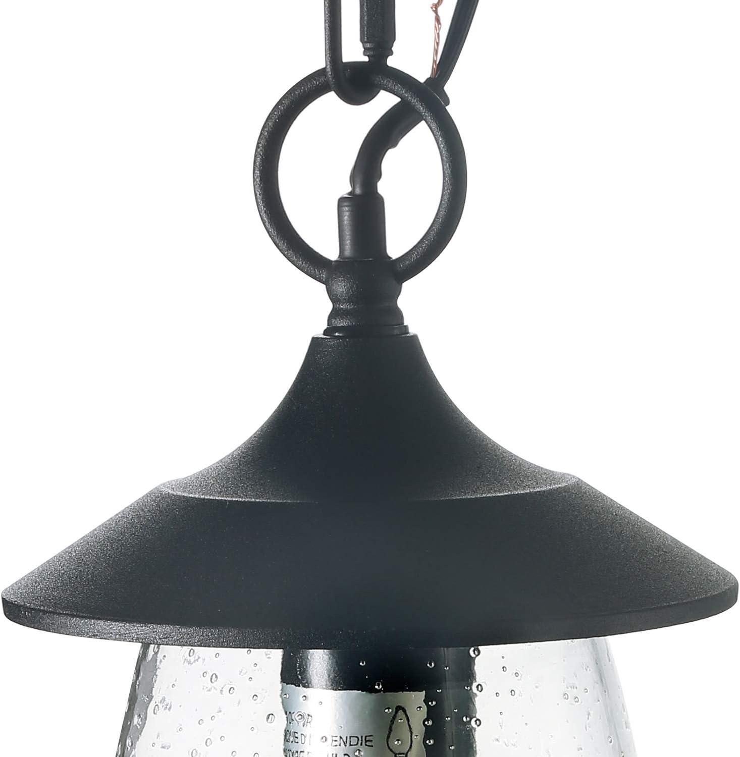 LNC 1-Light Farmhouse  Cylinder Seeded Glass for Gazebo With Patio Outdoor Pendant Light