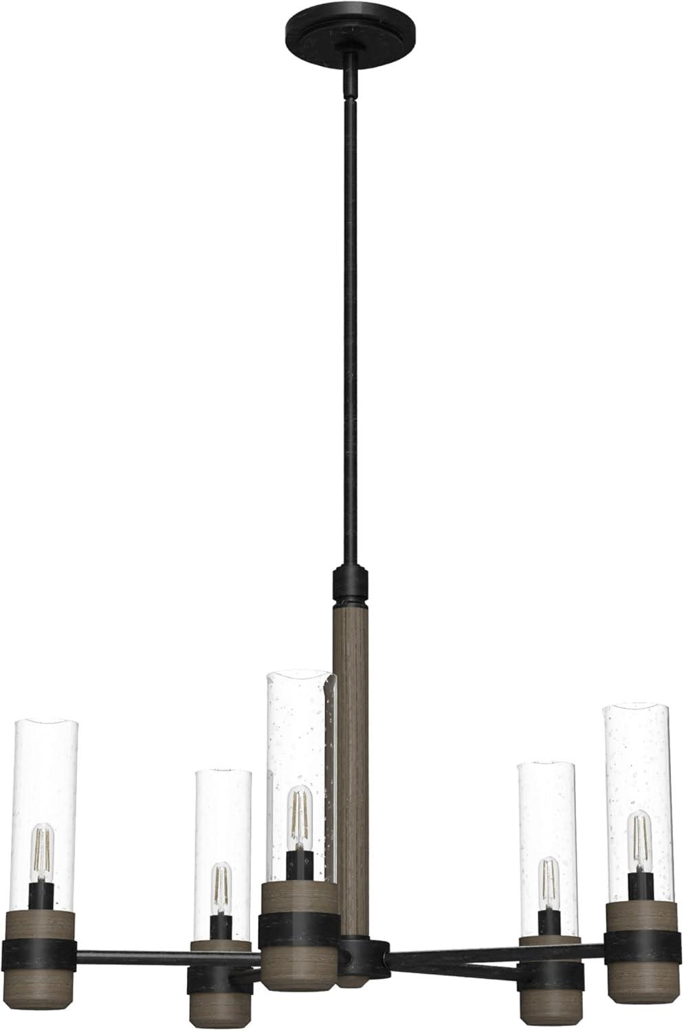 Hunter - River Mill 5-light Rustic Iron, Large Chandelier, Dimmable, Rustic Style, Candle Shaped, for Bedrooms, Kitchens, Dining, Living Rooms - 19474