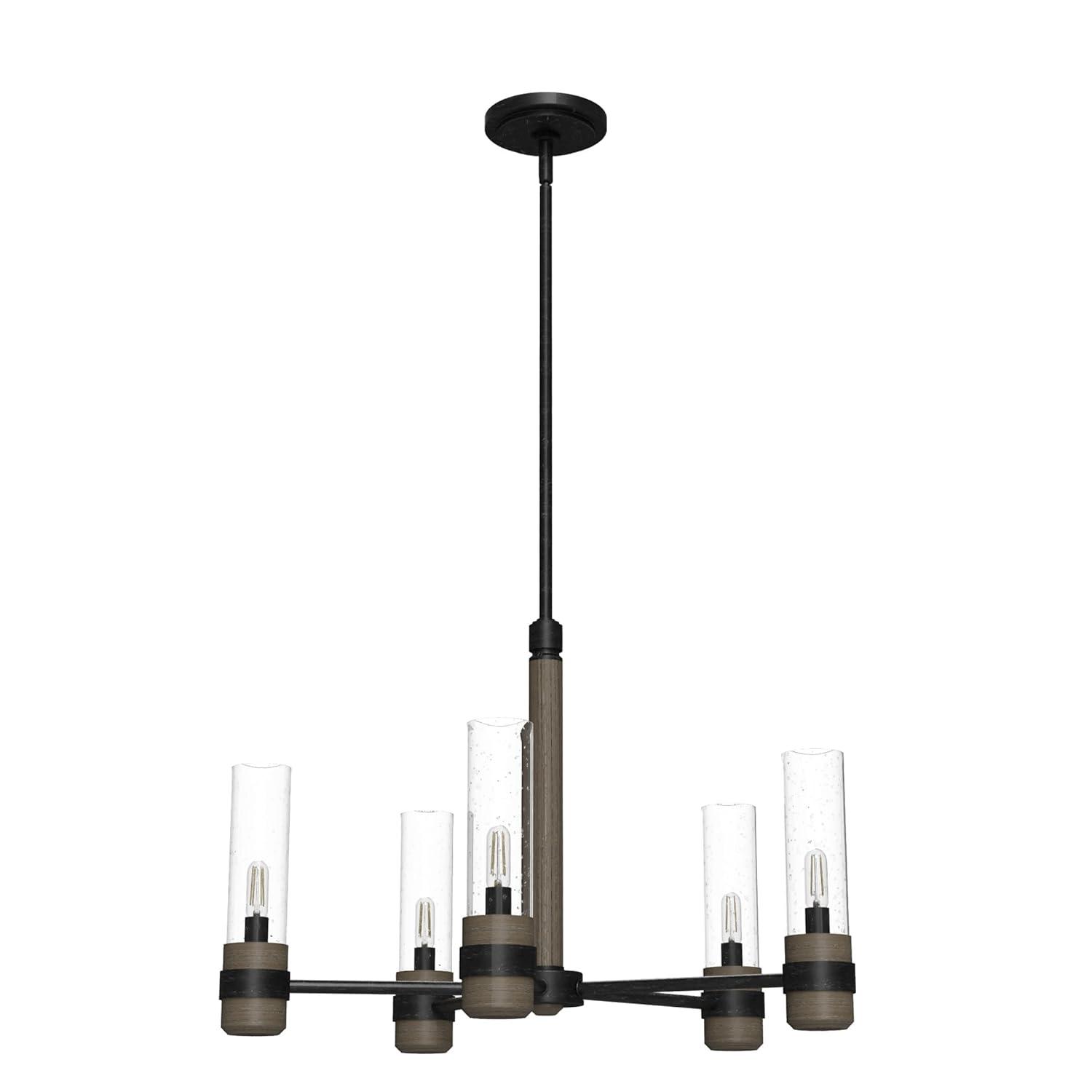 Hunter - River Mill 5-light Rustic Iron, Large Chandelier, Dimmable, Rustic Style, Candle Shaped, for Bedrooms, Kitchens, Dining, Living Rooms - 19474