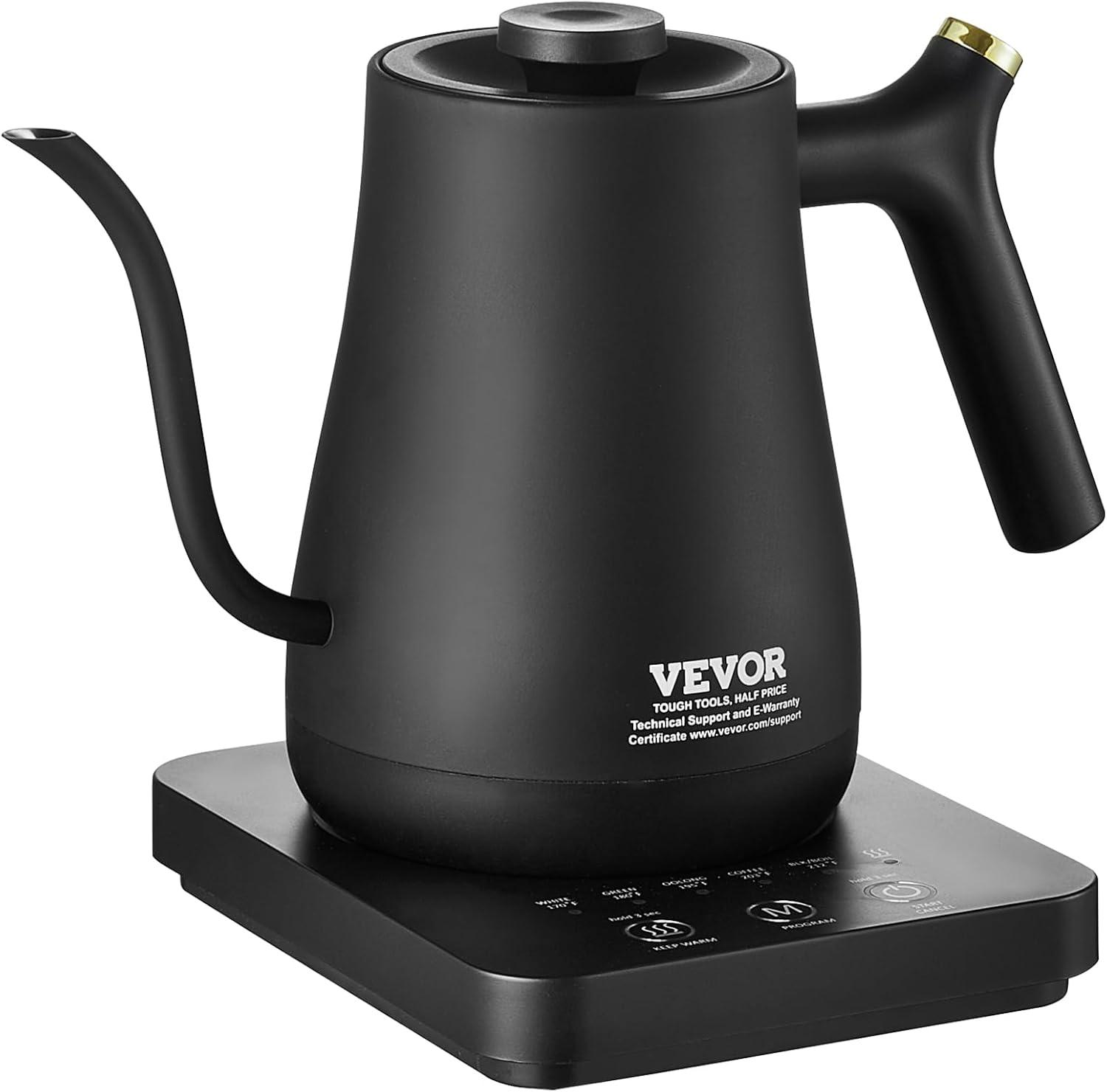 VEVOR Black Stainless Steel 1L Electric Gooseneck Kettle