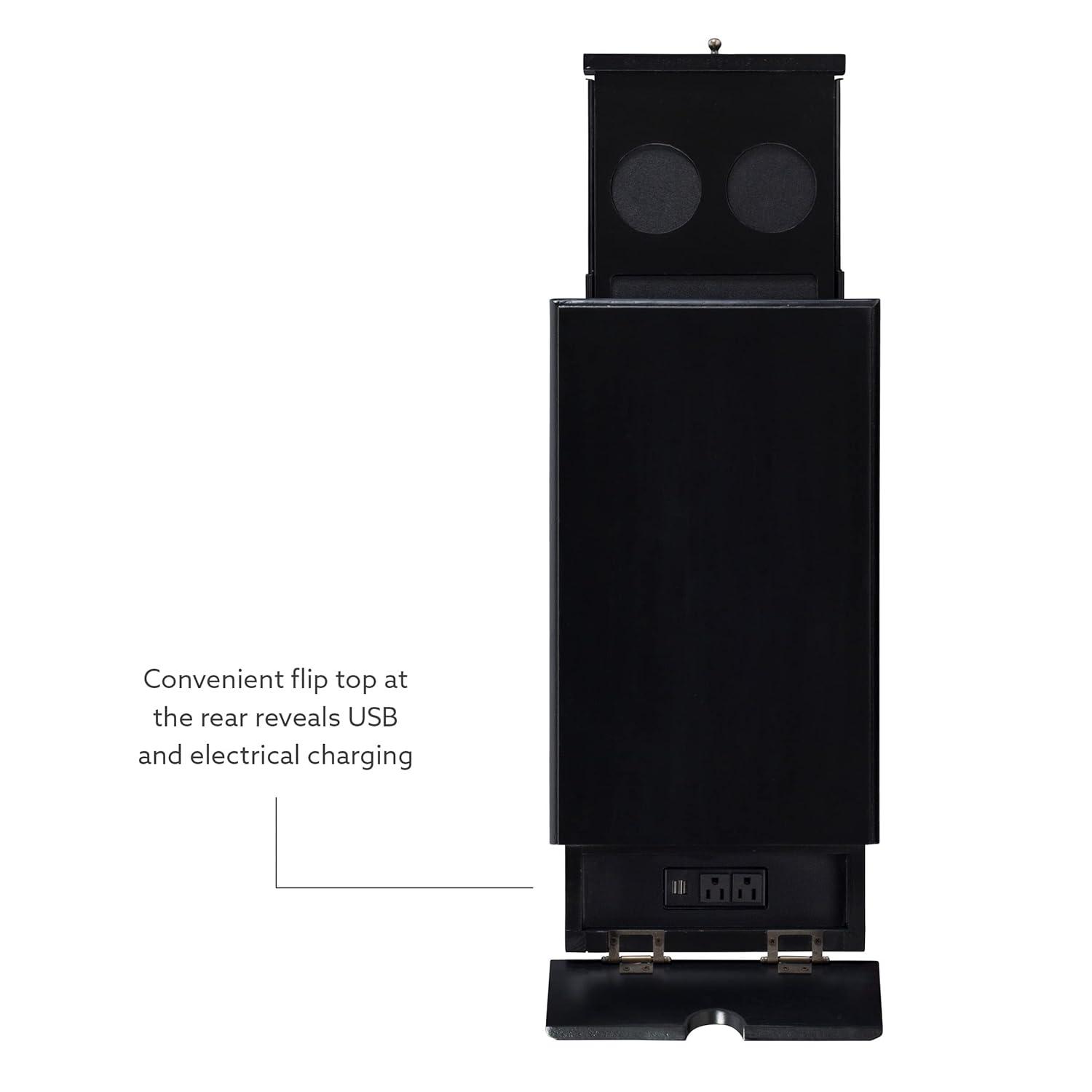 Powell Butler Accent Table with USB and Electrical Charging Station, Black