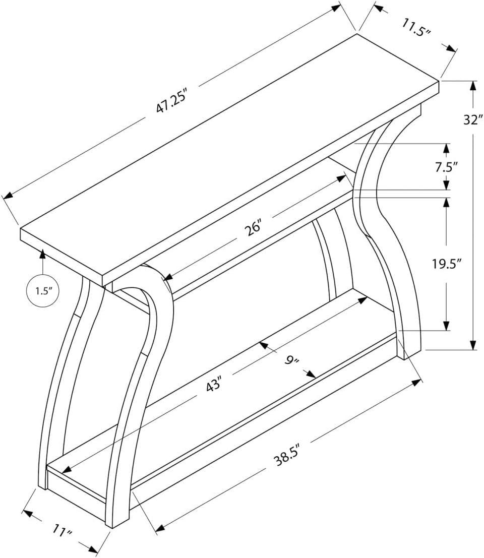 Modern White Rectangular Console Table with Curved Base and Storage