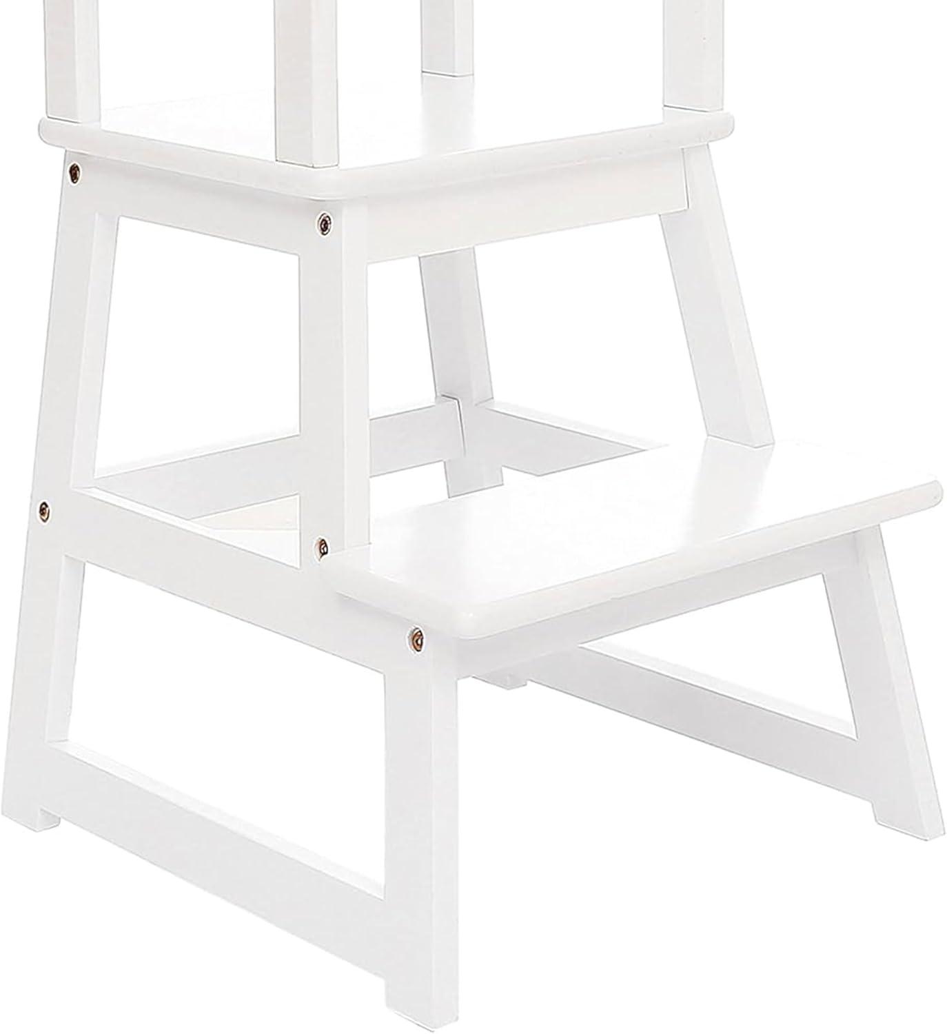 SDADI Kids Kitchen Step Stool Holds up to 150 Pounds with Safety Rail, Wide Platform Design, 4 Anti Slip Strips for 18 to 36 Months Old, White