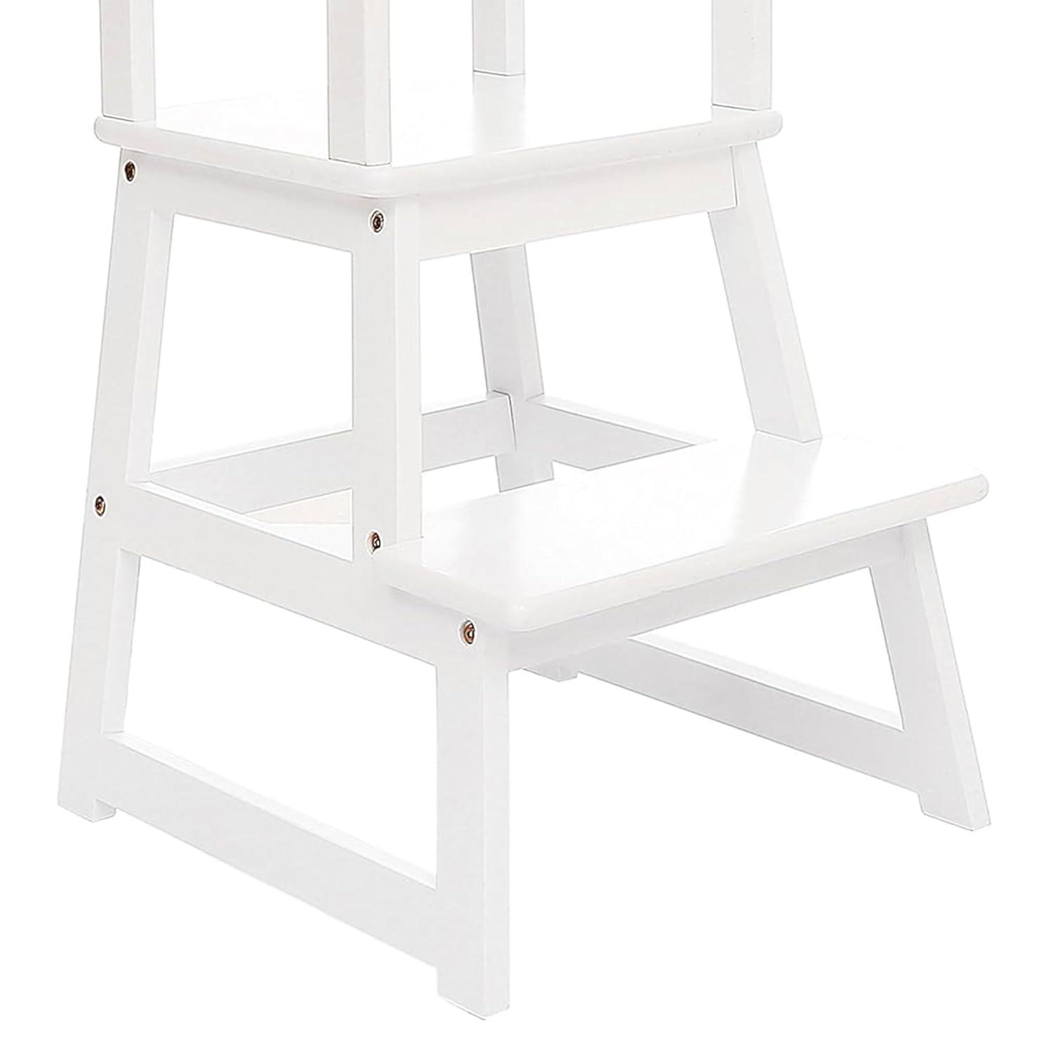 SDADI Kids Kitchen Step Stool Holds up to 150 Pounds with Safety Rail, Wide Platform Design, 4 Anti Slip Strips for 18 to 36 Months Old, White