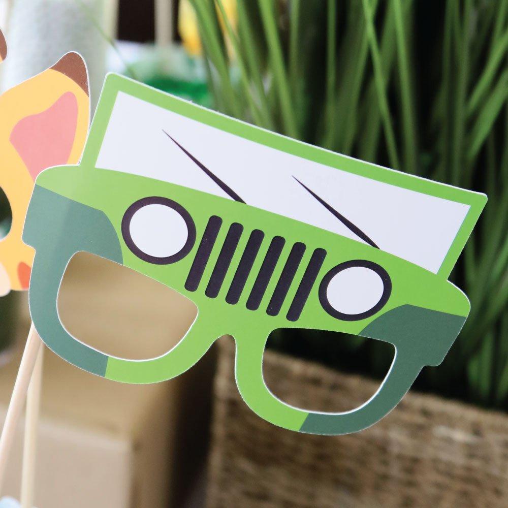 Big Dot of Happiness Jungle Party Animals - Safari Zoo Animal Birthday Party or Baby Shower Photo Booth Props Kit - 20 Count